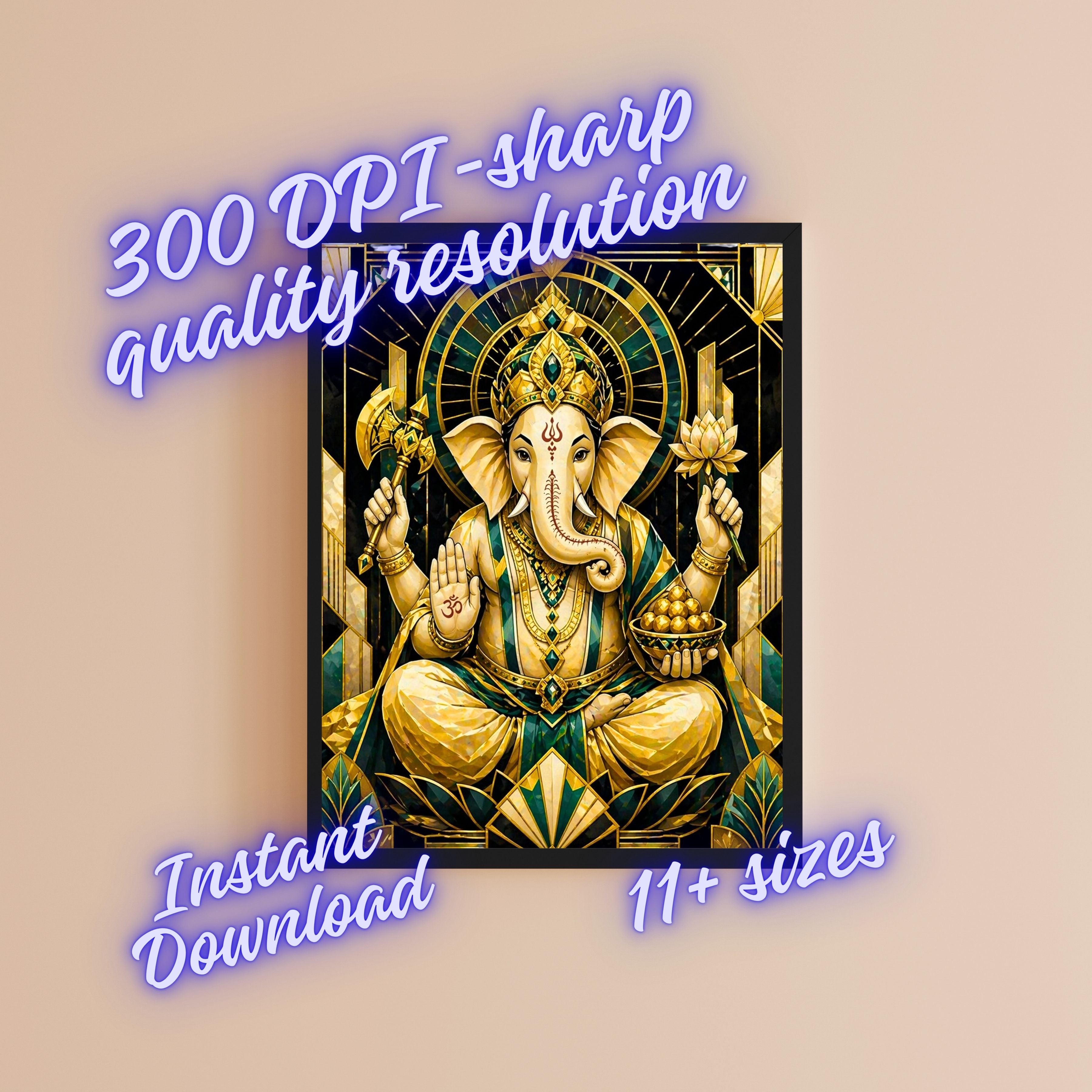 Lord Ganesha Wall Art Printable | Ganapathi Digital Download | Hindu God Decor | Spiritual Poster | Ganesh Chaturthi Gift | 11 Sizes Included|sp10