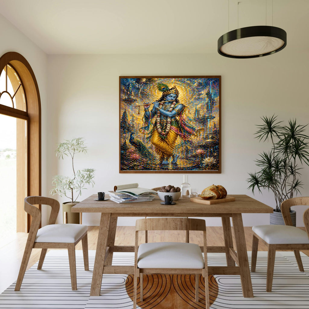 Lord Krishna Wall Art Printable, Krishna Digital Download, Hindu Wall Decor, Spiritual Home Decor, Pooja Room Art, Krishna Poster, Temple Artwork|sp69