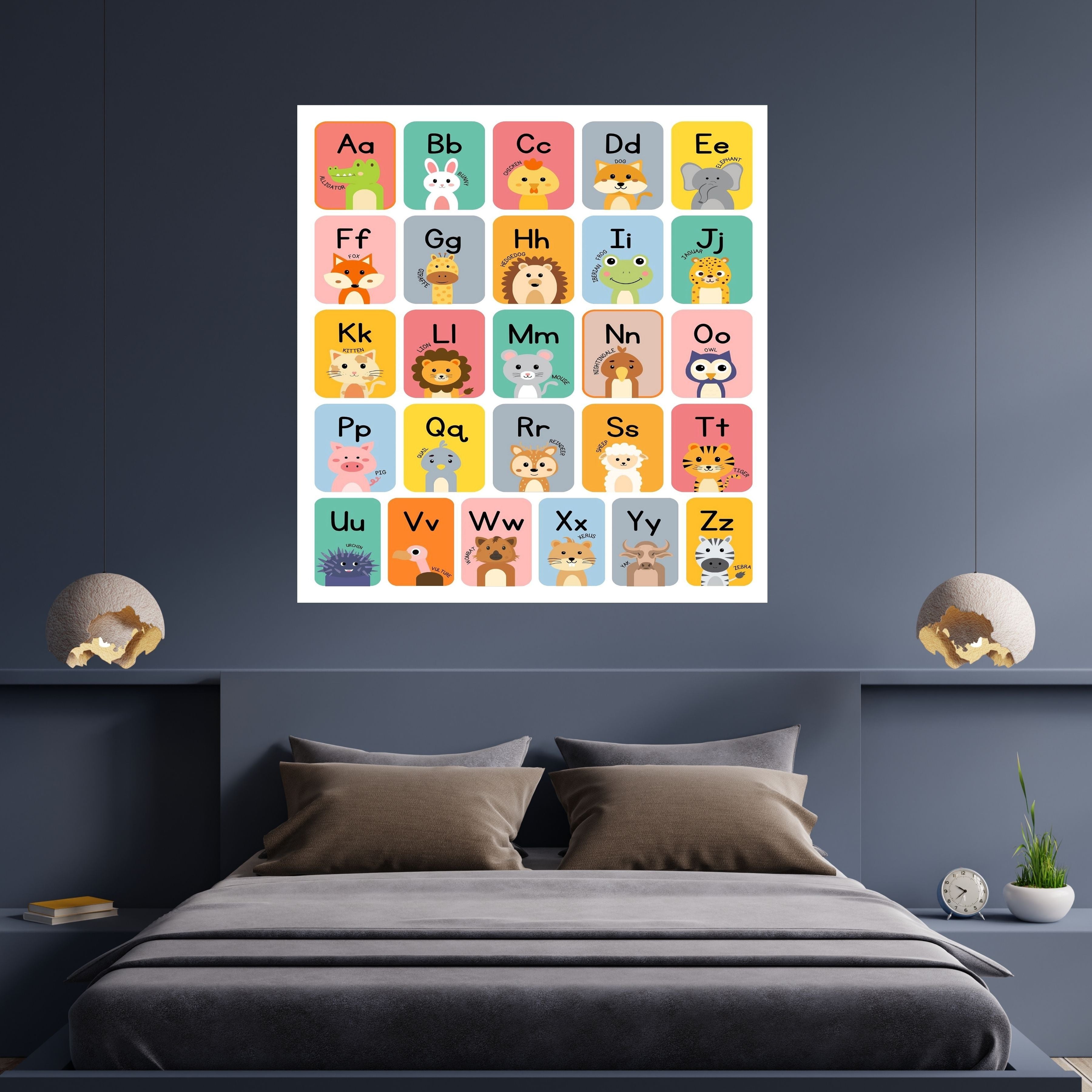Alphabet Wall Art Printable, ABC Learning Poster, Kids Educational Decor, Nursery Wall Art, Preschool Classroom Print, Homeschool Decor, Digital Download|ke1-15