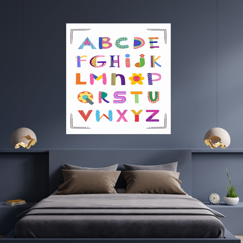Alphabet Wall Art Printable, ABC Learning Poster, Kids Educational Decor, Nursery Wall Art, Preschool Classroom Print, Homeschool Decor, Digital Download|ke1-5