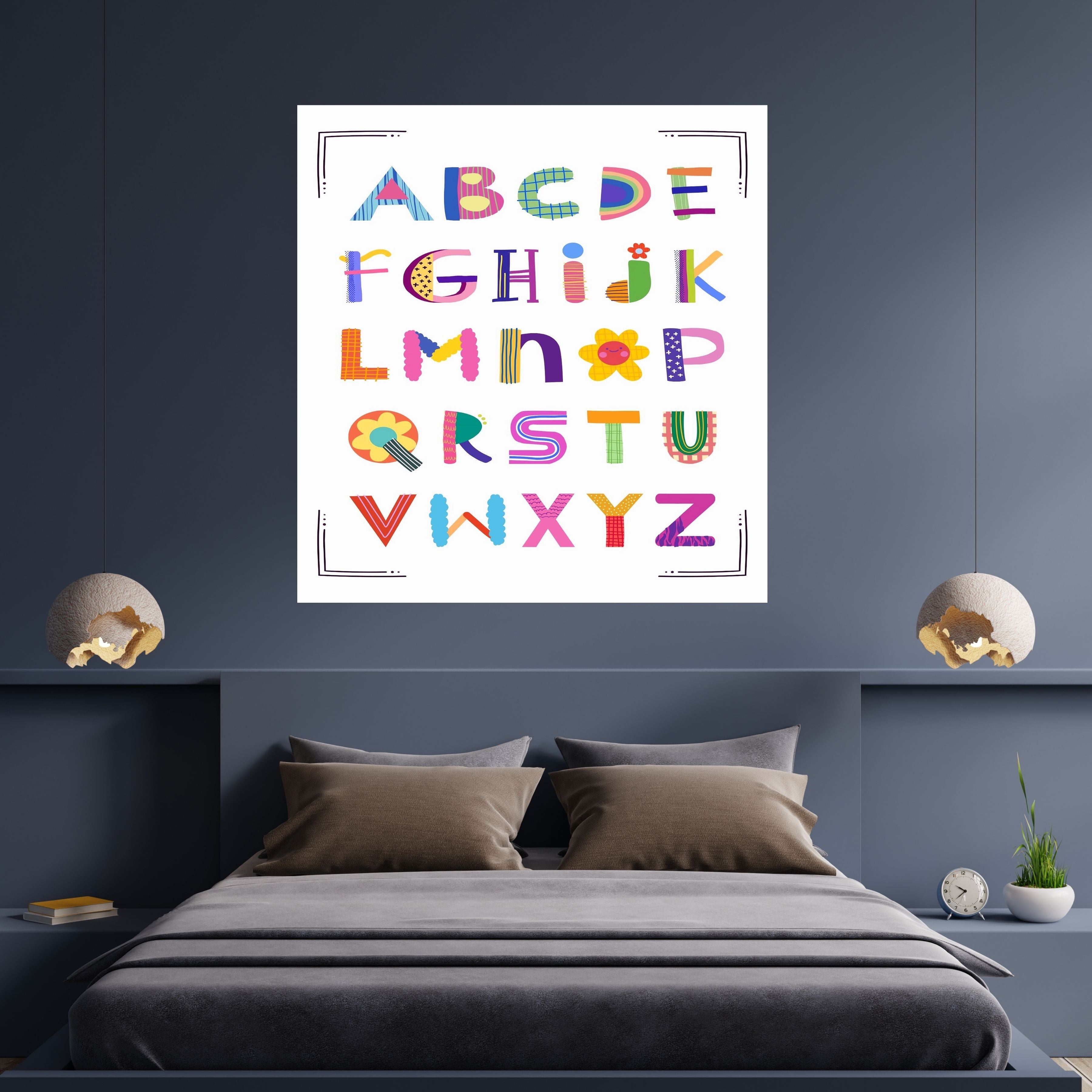 Alphabet Wall Art Printable, ABC Learning Poster, Kids Educational Decor, Nursery Wall Art, Preschool Classroom Print, Homeschool Decor, Digital Download|ke1-5