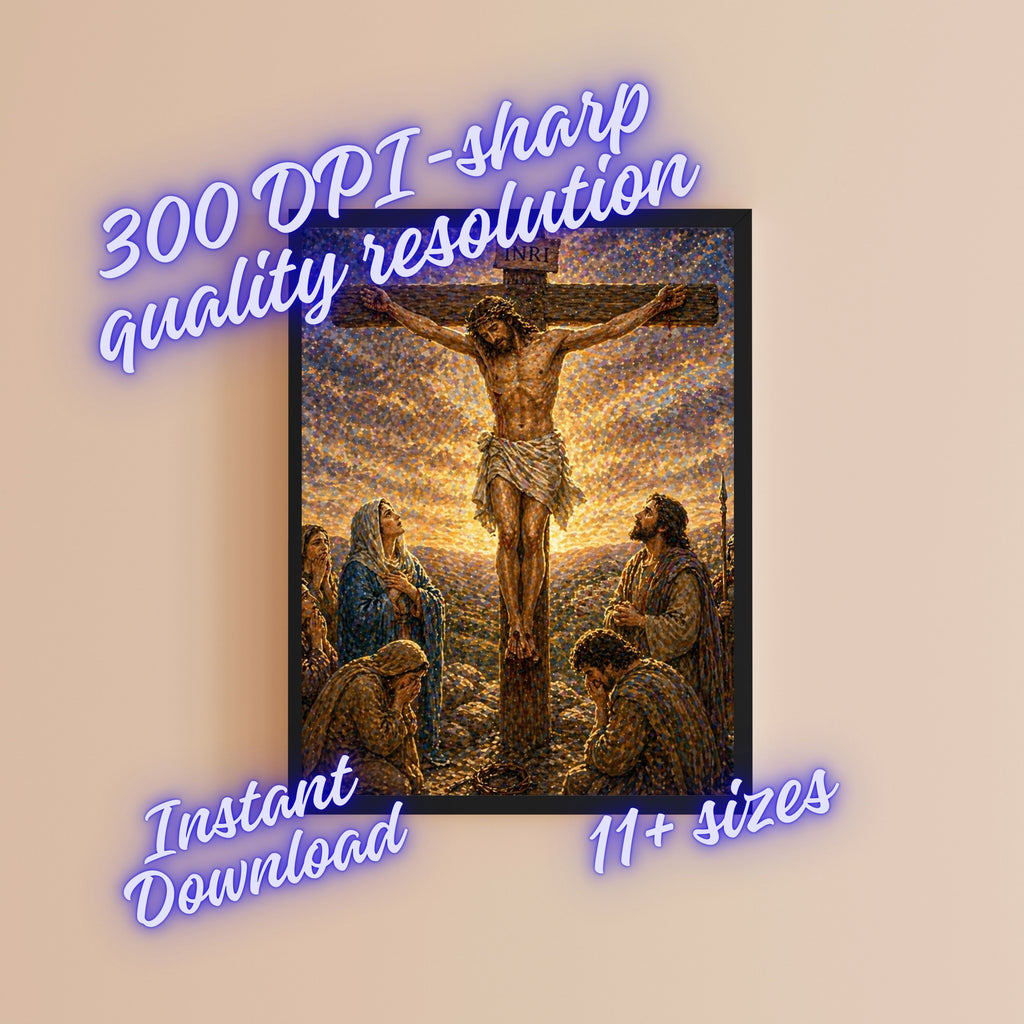 Crucifixion of Jesus Printable Commercial Use | INRI Cross Calvary Wall Art Resell License | POD Easter Good Friday Etsy Seller Sacred Bundle