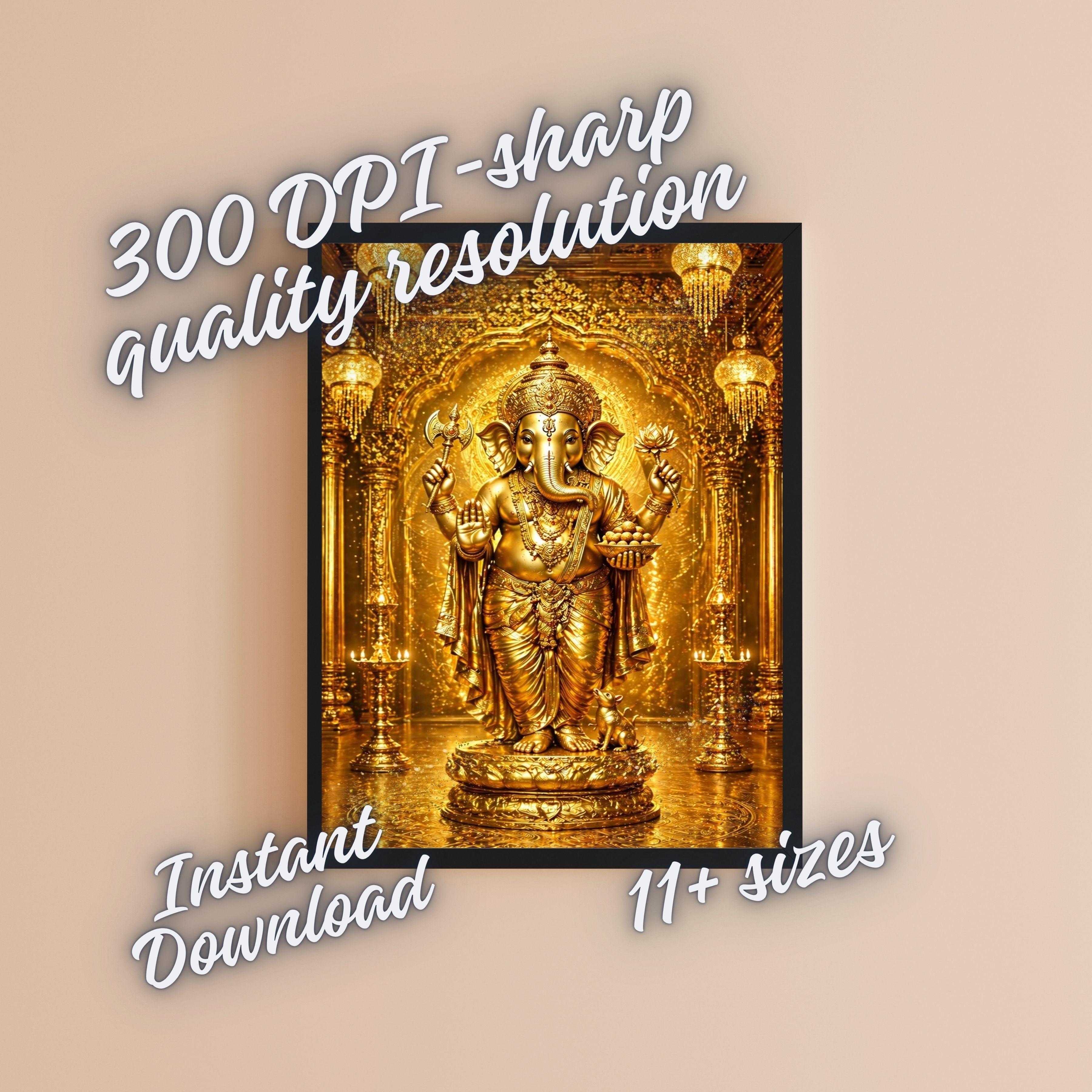 Luxury Lord Ganesha Wall Art Printable | Ganapathi Digital Download | Hindu God Decor | Spiritual Poster | Ganesh Chaturthi Gift | 11 Sizes |sp4