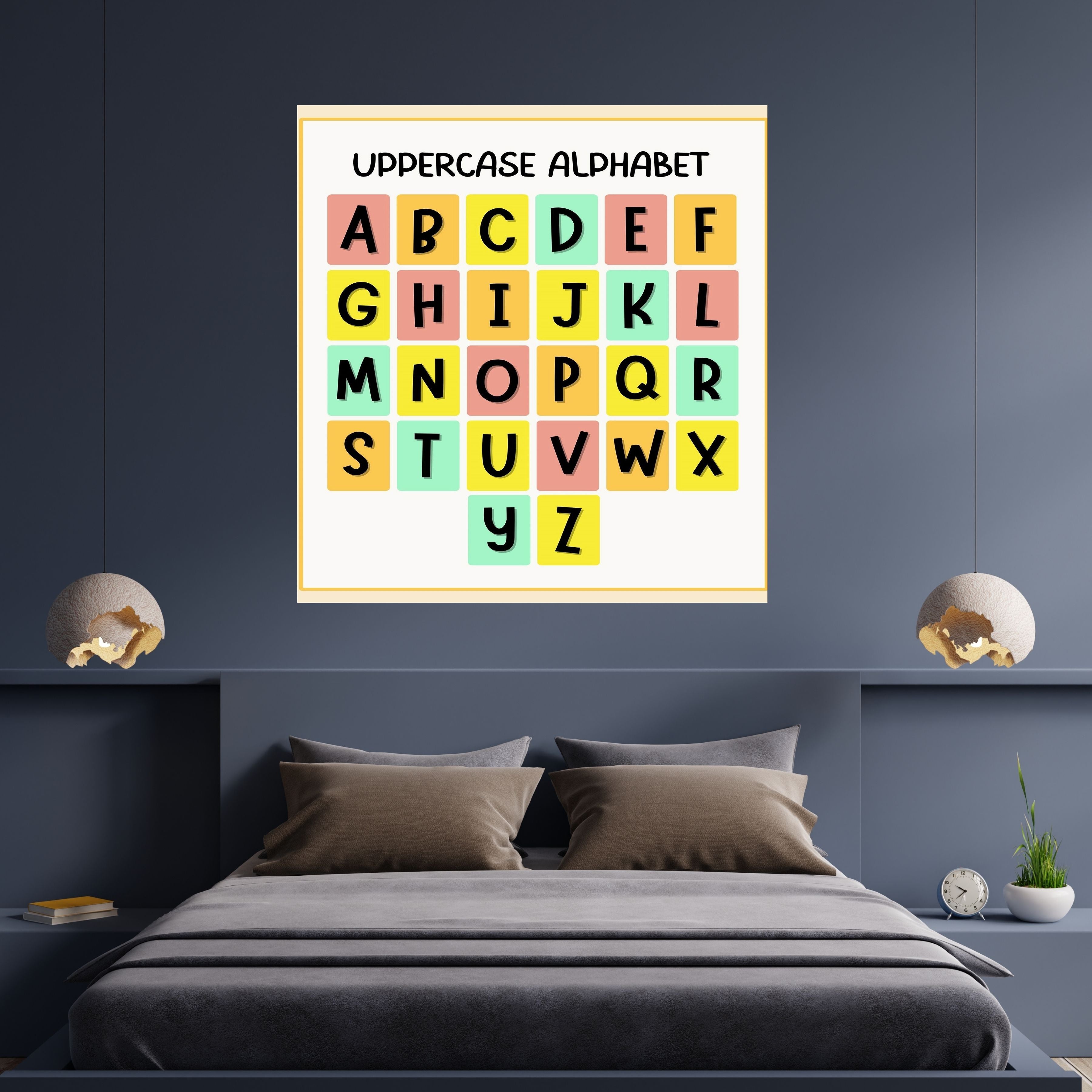 Alphabet Wall Art Printable, ABC Learning Poster, Kids Educational Decor, Nursery Wall Art, Preschool Classroom Print, Homeschool Decor, Digital Download|ke1-11