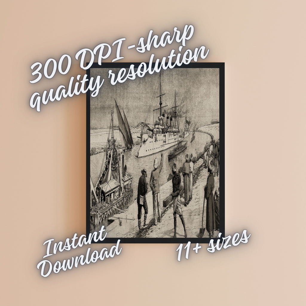 Vintage Coastal Harbor Wall Art for Commercial Use, Steamship and Sailboat Scene for Etsy and POD