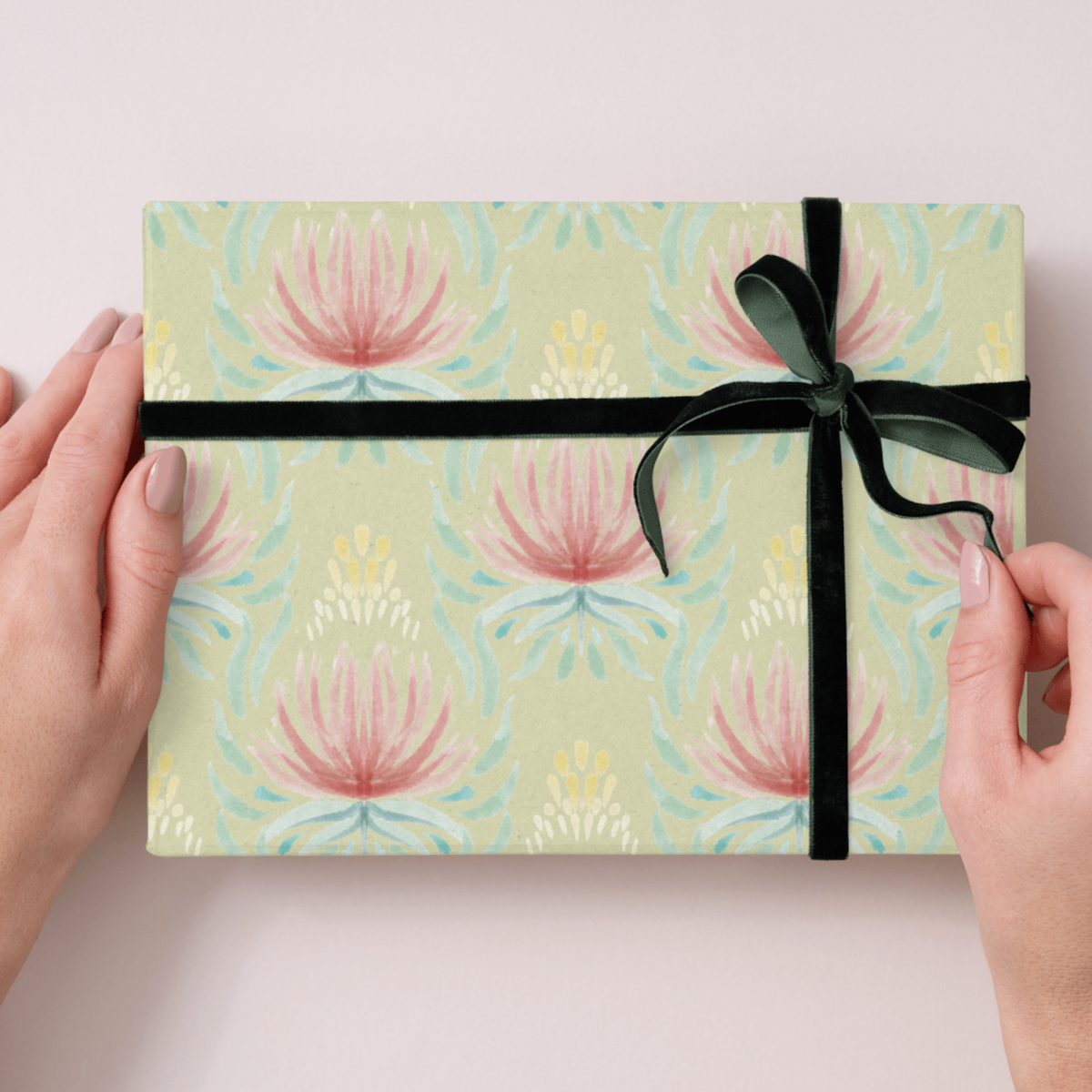 Pink Lotus Protea Damask Watercolour Seamless Pattern Bundle 10 Colourways - Floral Digital Paper Blush Rose Sage Fronds Mint Teal Girls Room Luxury Wallpaper Personal Use