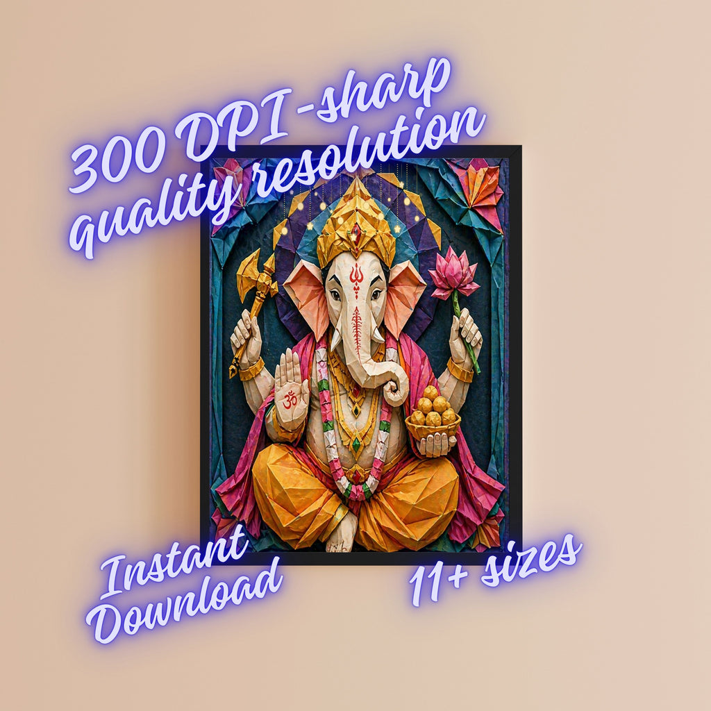 Lord Ganesha Wall Art Printable | Ganapathi Digital Download | Hindu God Decor | Spiritual Poster | Ganesh Chaturthi Gift | 11 Sizes Included|sp9