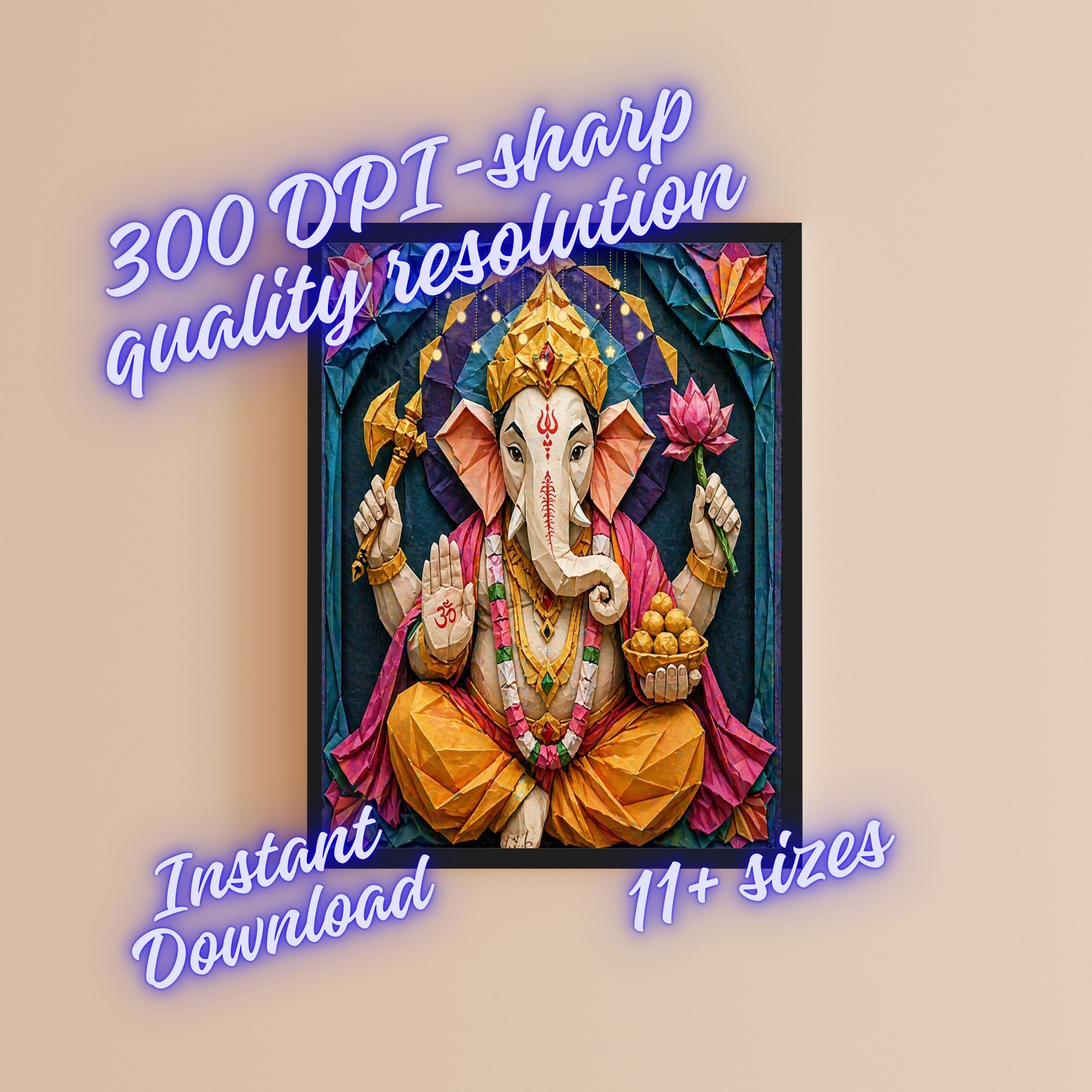 Lord Ganesha Wall Art Printable | Ganapathi Digital Download | Hindu God Decor | Spiritual Poster | Ganesh Chaturthi Gift | 11 Sizes Included|sp9