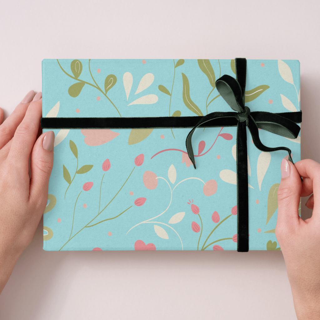 Sky Blue Botanical Garden Seamless Pattern Bundle 10 Colourways - Floral Digital Paper Raspberry Tulips Blush Petals Olive Leaves Pink Rosebuds Girls Room Nursery Personal Use