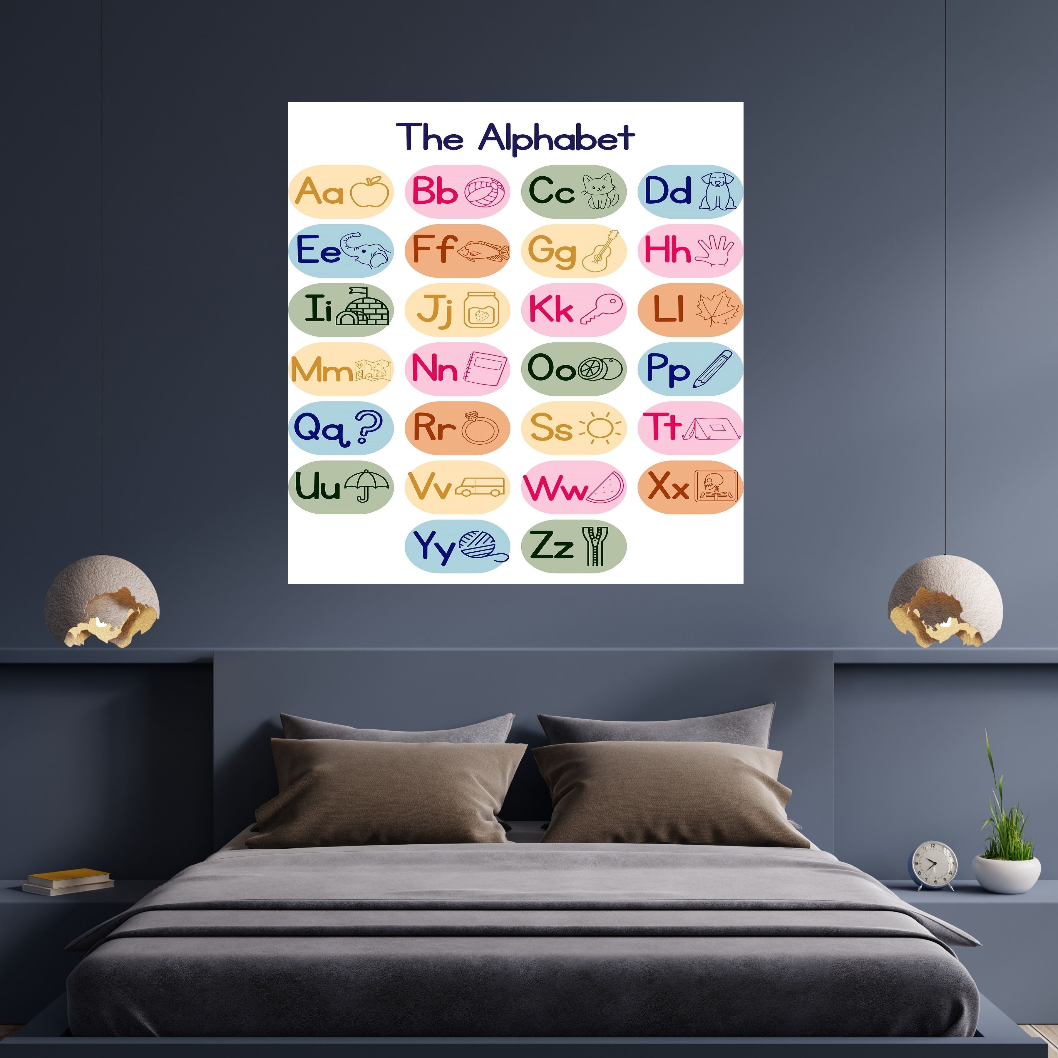 Alphabet Wall Art Printable, ABC Learning Poster, Kids Educational Decor, Nursery Wall Art, Preschool Classroom Print, Homeschool Decor, Digital Download|ke1-8