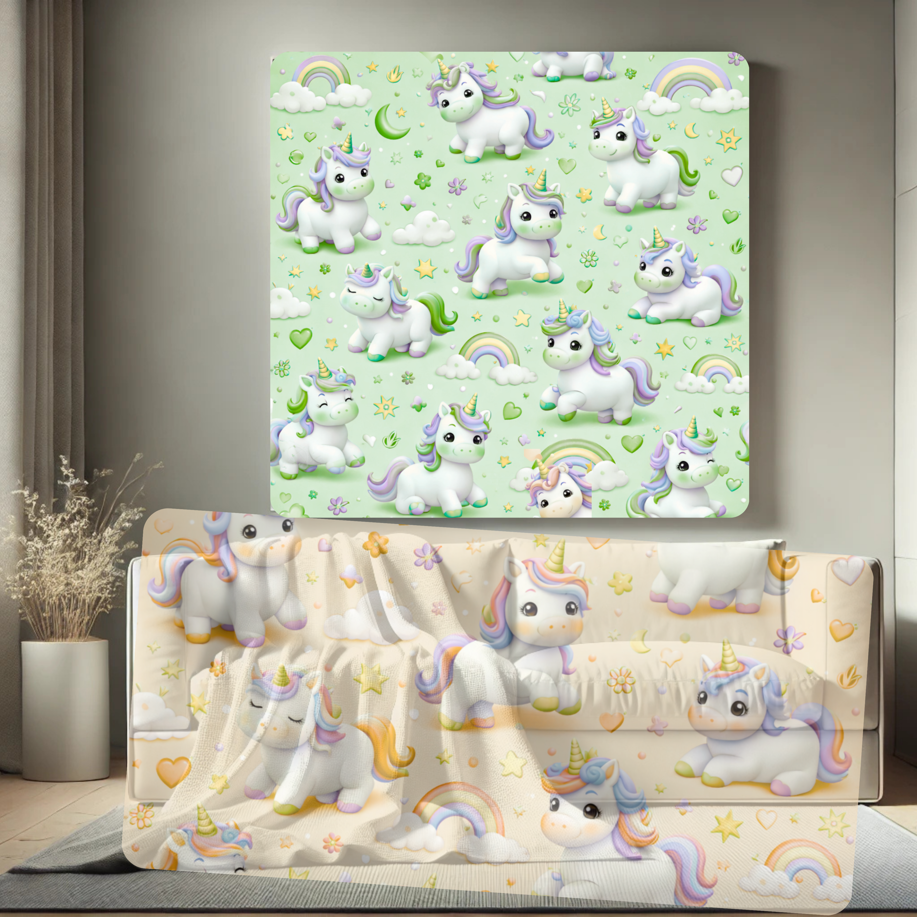Commercial Use Kids unicorn Animal Seamless Pattern Bundle, Cute Cartoon Digital Paper, Nursery Backgrounds, POD, Fabric &amp; Packaging Design|106c