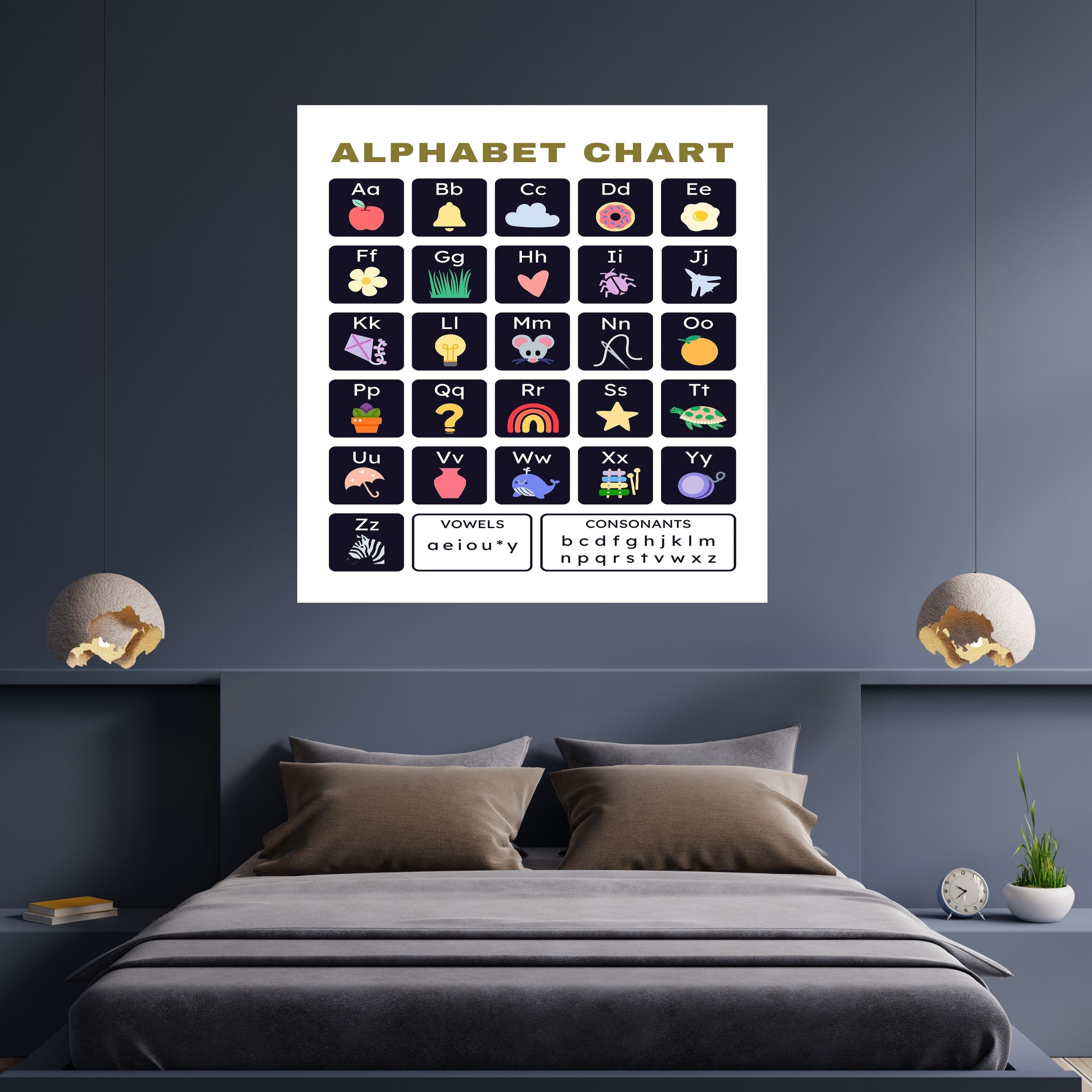 Alphabet Wall Art Printable, ABC Learning Poster, Kids Educational Decor, Nursery Wall Art, Preschool Classroom Print, Homeschool Decor, Digital Download|ke1-14