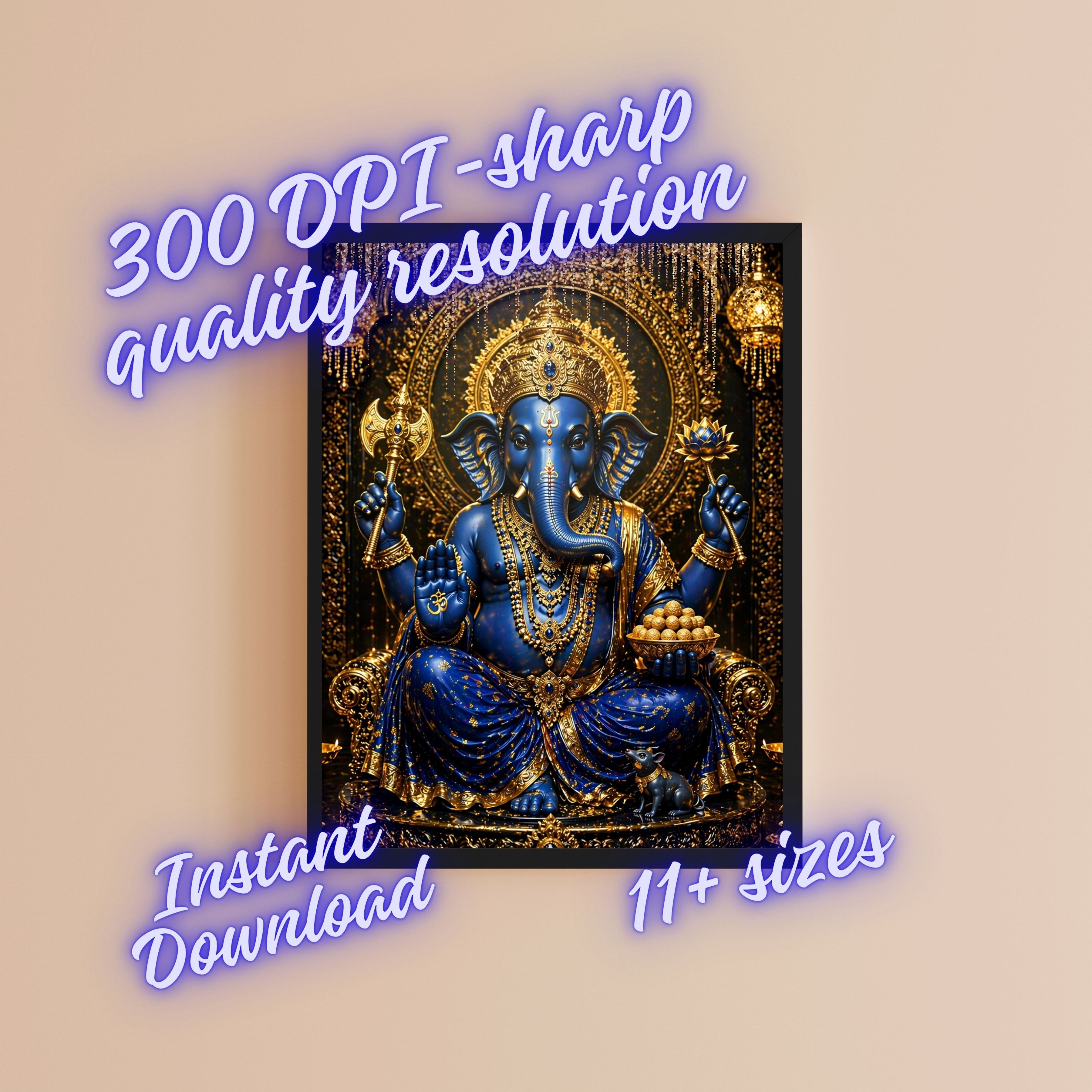 Lord Ganesha Wall Art Printable | Ganapathi Digital Download | Hindu God Decor | Spiritual Poster | Ganesh Chaturthi Gift | 11 Sizes Included|sp7