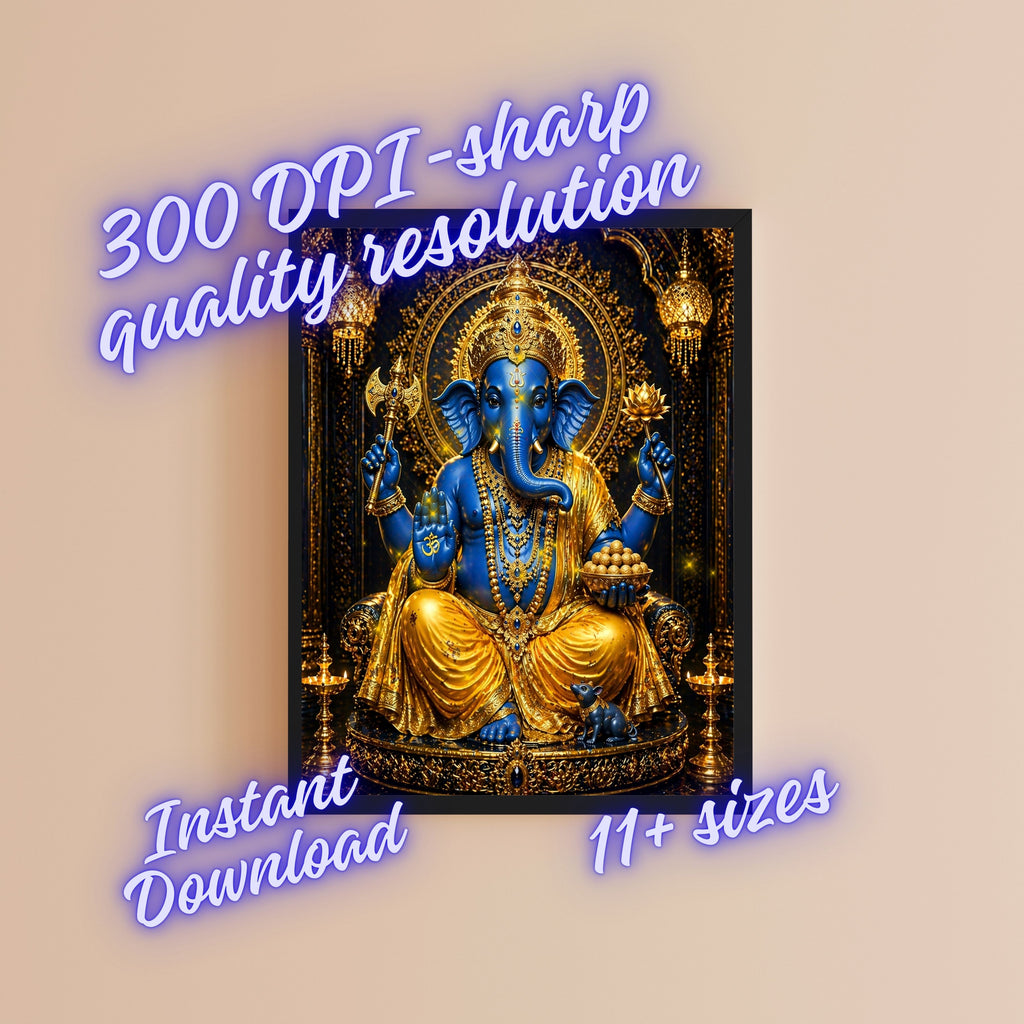 Lord Ganesha Wall Art Printable | Ganapathi Digital Download | Hindu God Decor | Spiritual Poster | Ganesh Chaturthi Gift | 11 Sizes Included|sp8