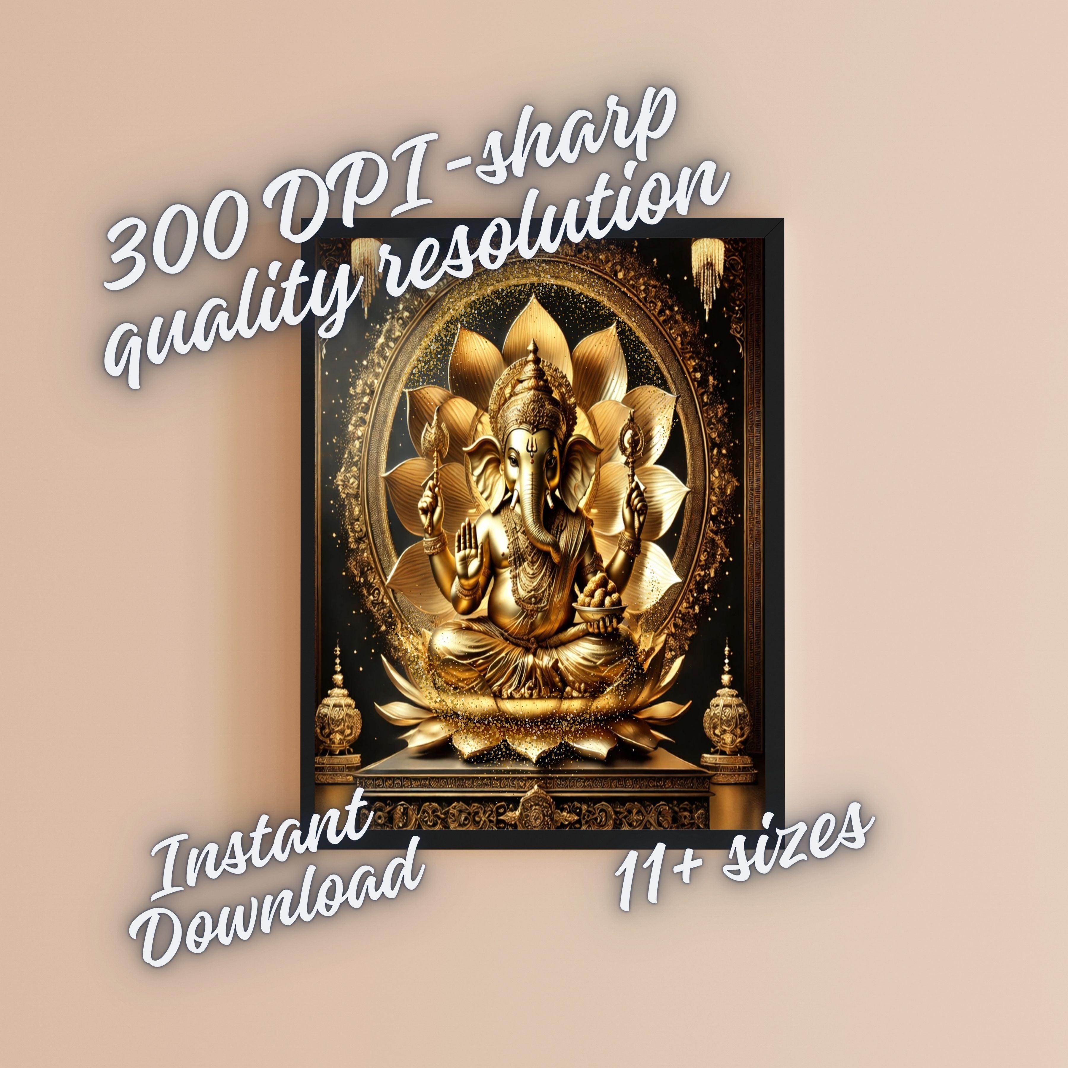 Luxury Lord Ganesha Wall Art Printable | Ganapathi Digital Download | Hindu God Decor | Spiritual Poster | Ganesh Chaturthi Gift | 11 Sizes |sp1