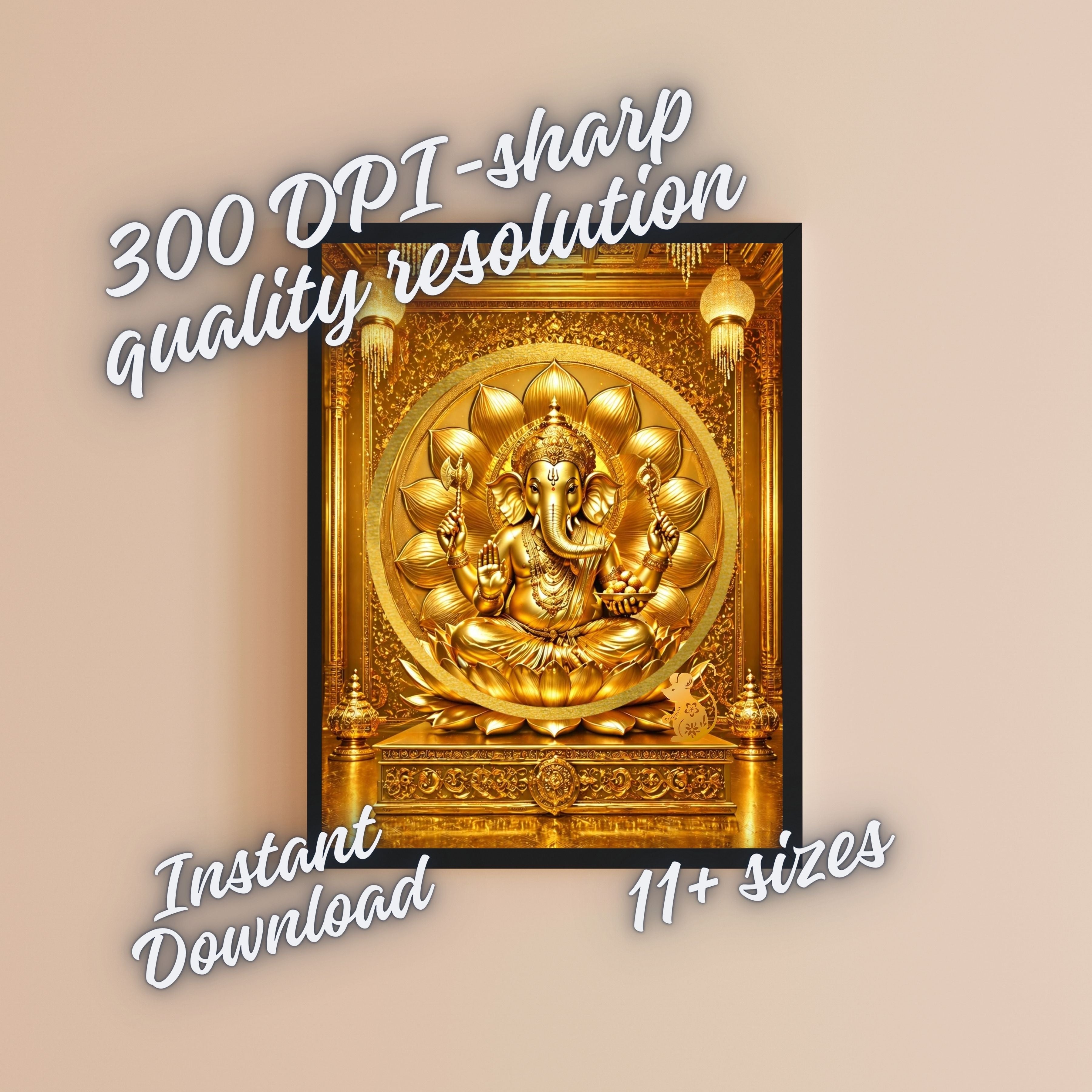 Luxury Lord Ganesha Wall Art Printable | Ganapathi Digital Download | Hindu God Decor | Spiritual Poster | Ganesh Chaturthi Gift | 11 Sizes |sp3