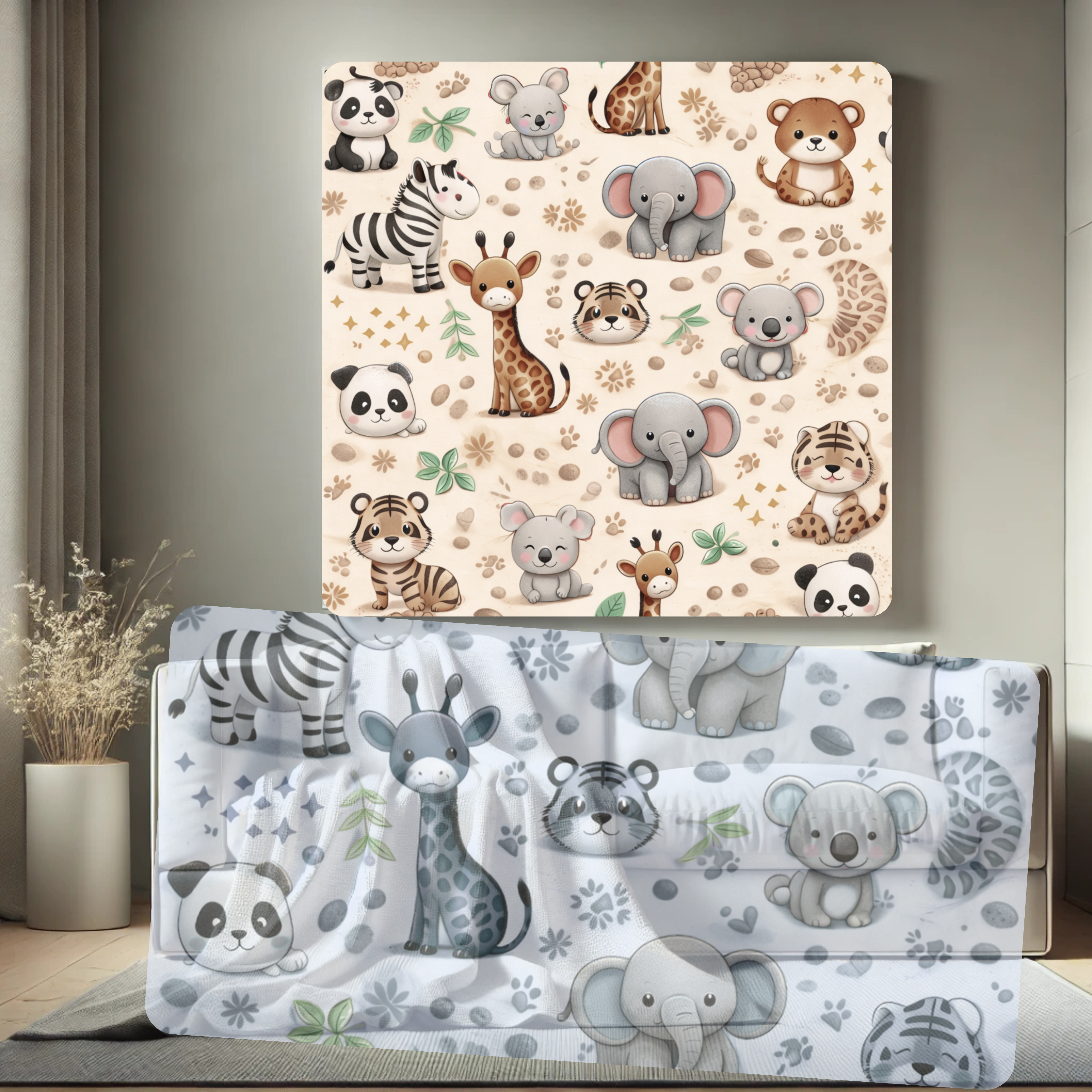 Kids Seamless Animal Pattern Bundle, Cute Cartoon Animals Digital Paper, Nursery Backgrounds, Baby Pattern, Printable Scrapbook Paper Pack|128