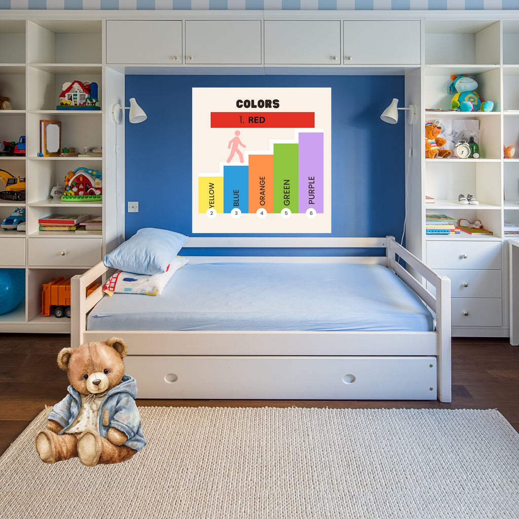 Color Learning Poster for Kids, Printable Playroom Wall Art