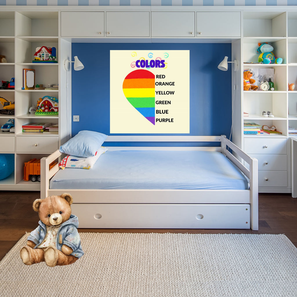 Kids Color Learning Poster, Printable Preschool Wall Art