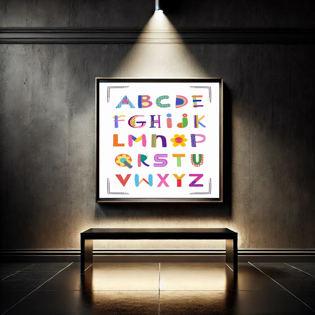 Alphabet Wall Art Printable, ABC Learning Poster, Kids Educational Decor, Nursery Wall Art, Preschool Classroom Print, Homeschool Decor, Digital Download|ke1-5