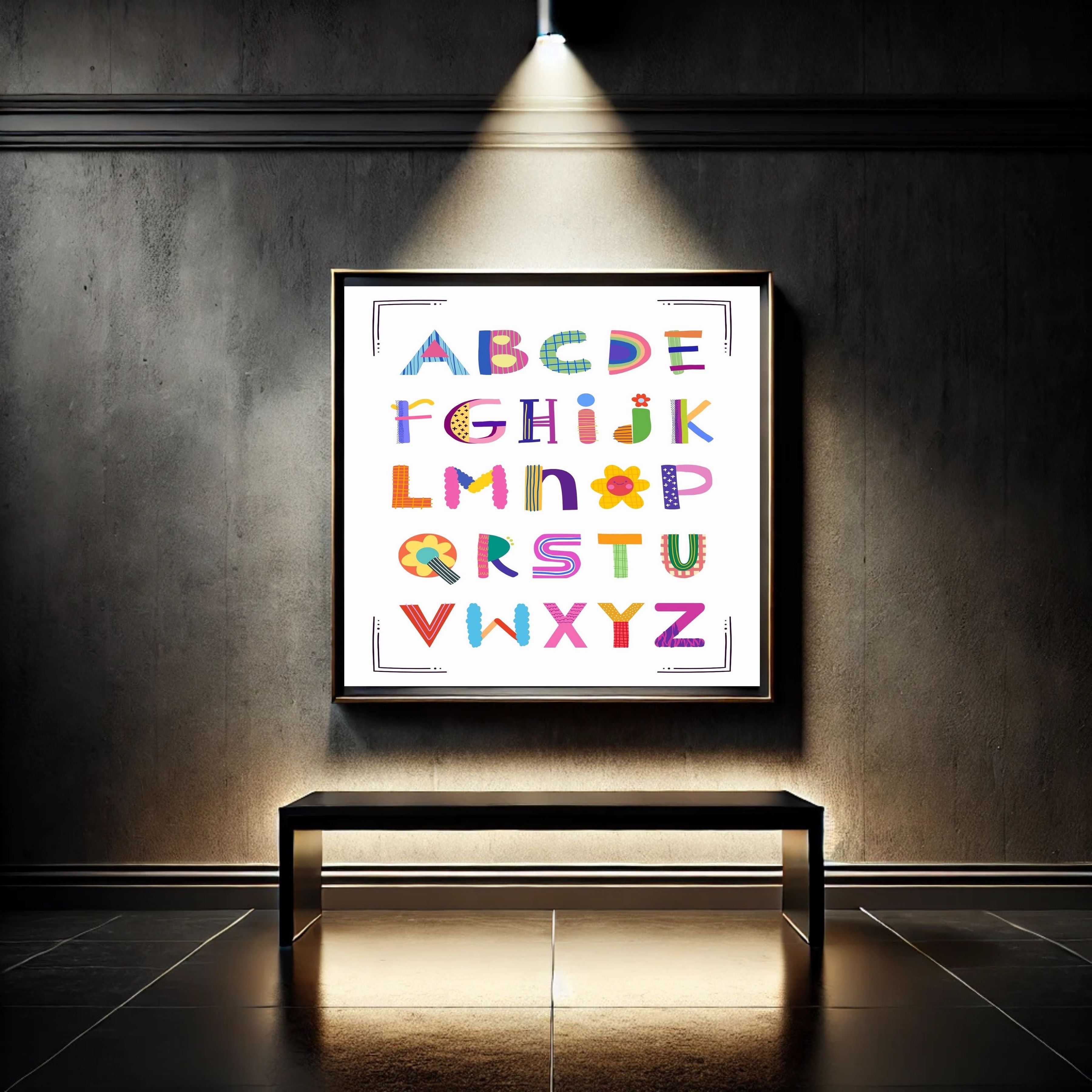 Alphabet Wall Art Printable, ABC Learning Poster, Kids Educational Decor, Nursery Wall Art, Preschool Classroom Print, Homeschool Decor, Digital Download|ke1-5