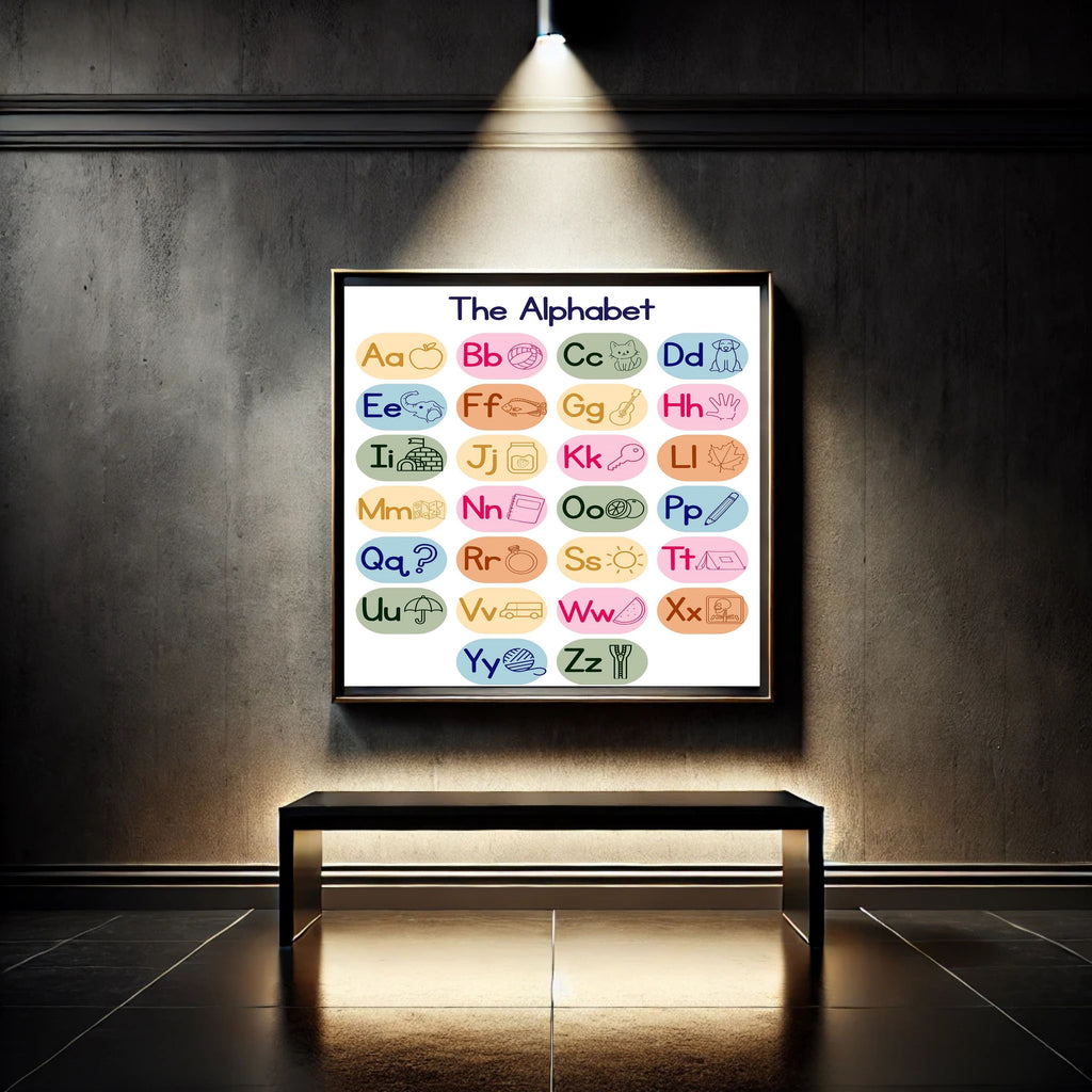 Alphabet Wall Art Printable, ABC Learning Poster, Kids Educational Decor, Nursery Wall Art, Preschool Classroom Print, Homeschool Decor, Digital Download|ke1-8