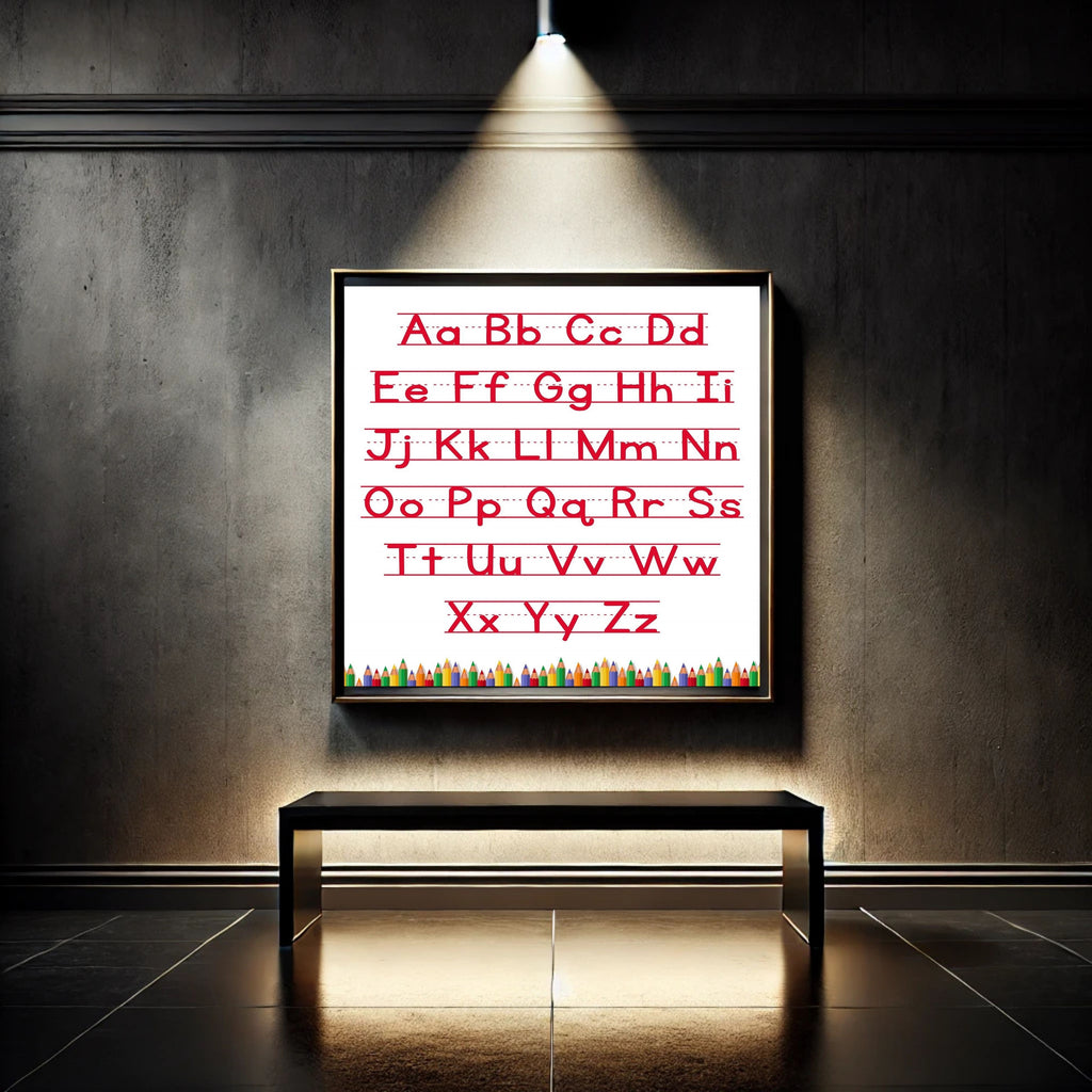 Alphabet Wall Art Printable, ABC Learning Poster, Kids Educational Decor, Nursery Wall Art, Preschool Classroom Print, Homeschool Decor, Digital Download|ke1-4