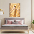 Jesus King of Glory Wall Art Printable | Heavenly Throne Room Ascended Christ Filigree Crown Halo Print | Gold Veil Mantle Blessing Hands Royal Heaven Decor