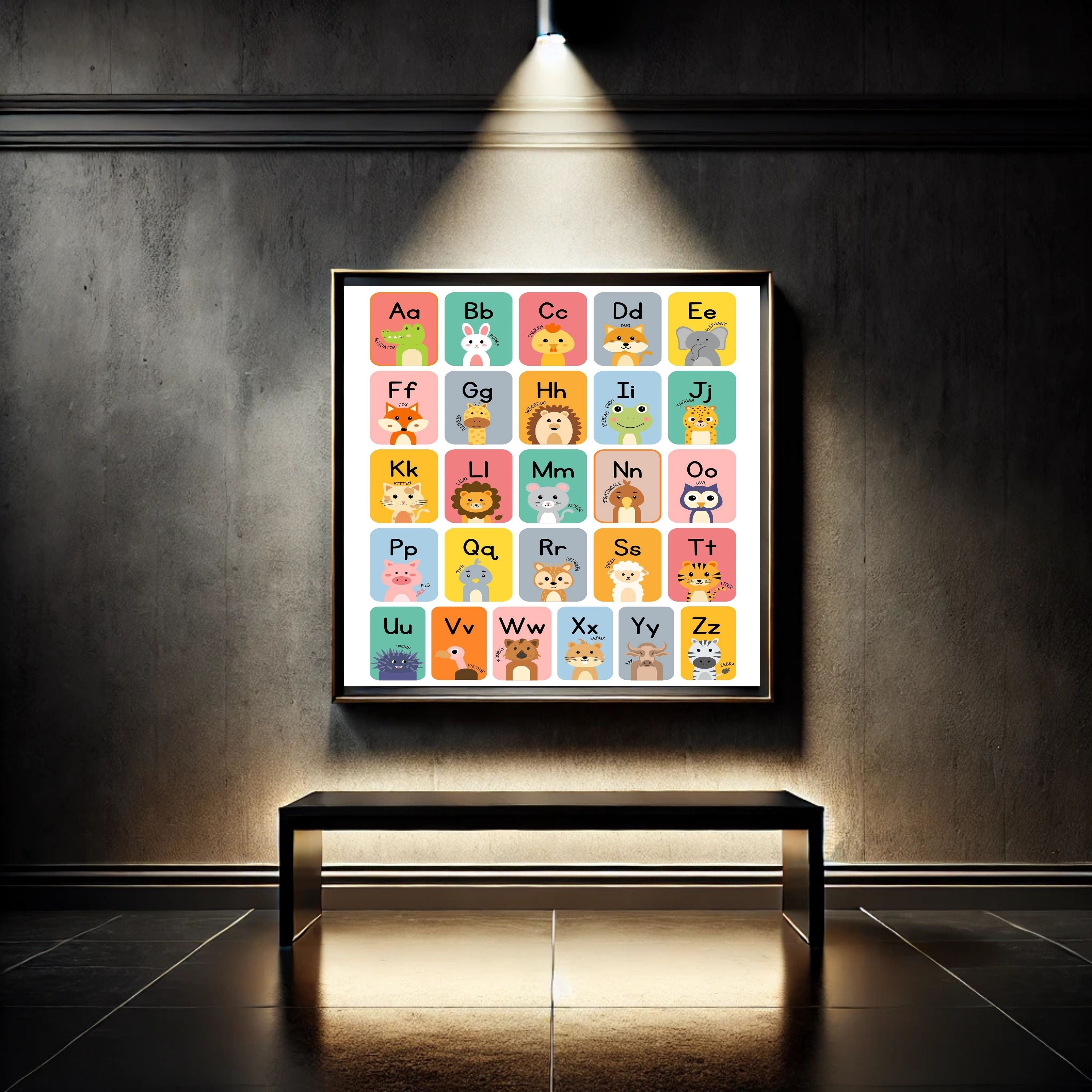 Alphabet Wall Art Printable, ABC Learning Poster, Kids Educational Decor, Nursery Wall Art, Preschool Classroom Print, Homeschool Decor, Digital Download|ke1-15
