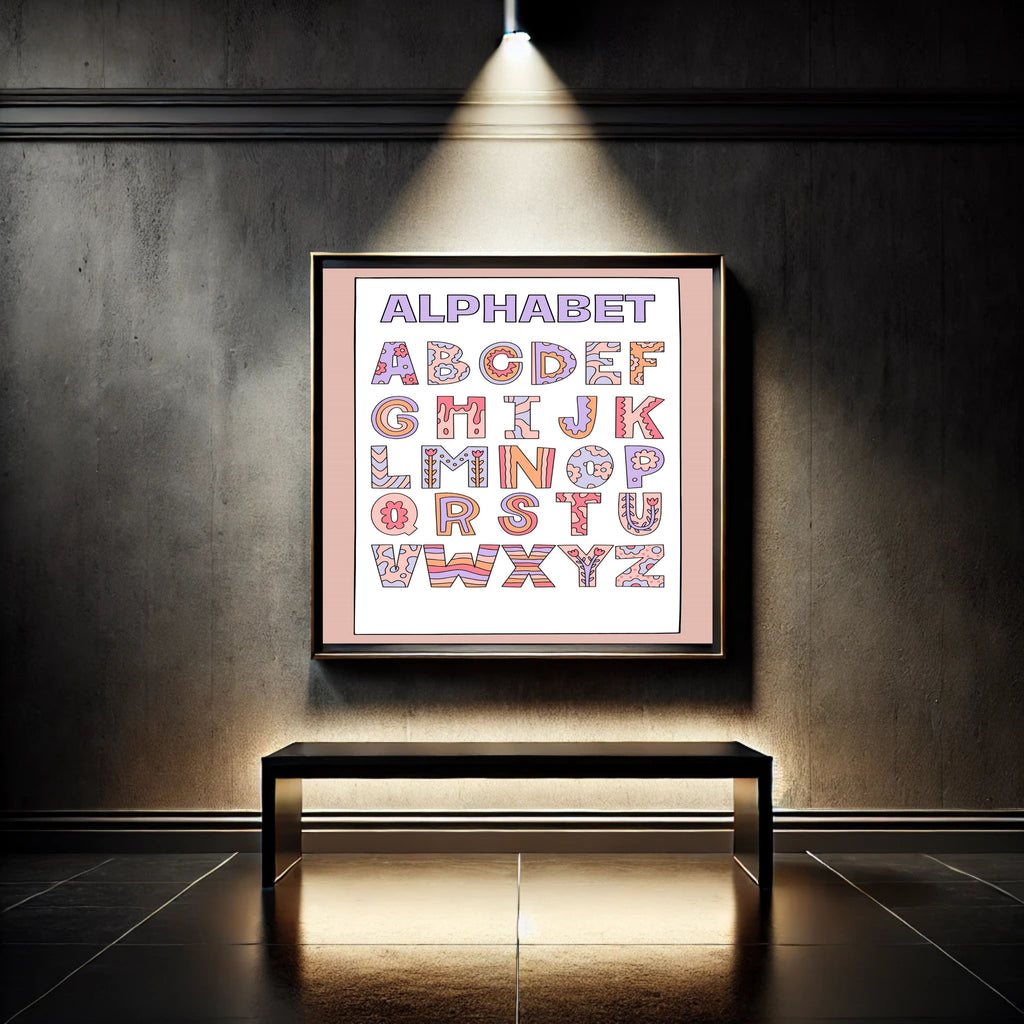 Alphabet Wall Art Printable, ABC Learning Poster, Kids Educational Decor, Nursery Wall Art, Preschool Classroom Print, Homeschool Decor, Digital Download|ke1-9