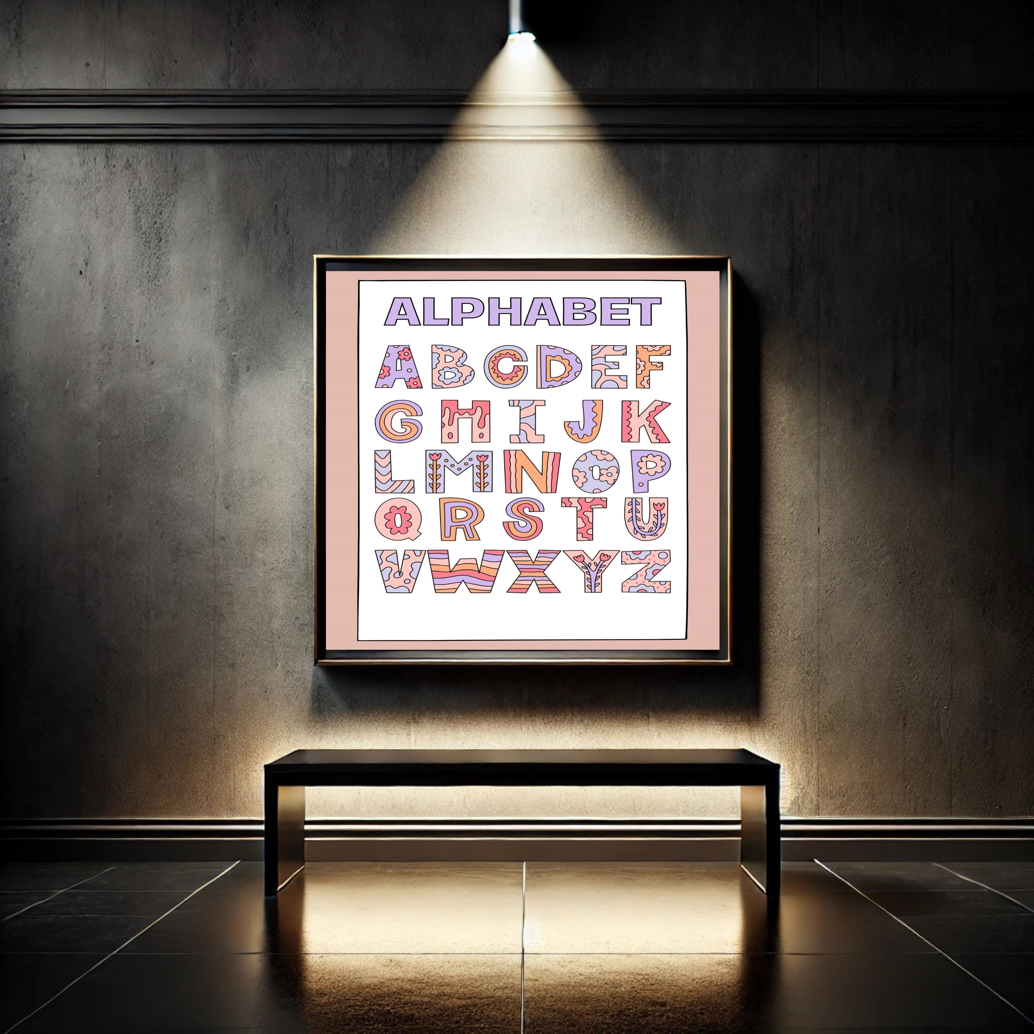 Alphabet Wall Art Printable, ABC Learning Poster, Kids Educational Decor, Nursery Wall Art, Preschool Classroom Print, Homeschool Decor, Digital Download|ke1-9