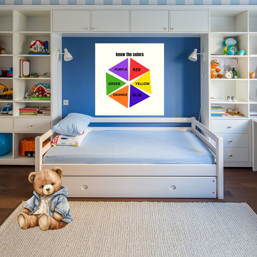 Learn Colors Wall Art for Kids | Educational Nursery Decor | Preschool Color Recognition Poster | Kids Printable Learning Art|ke3-1