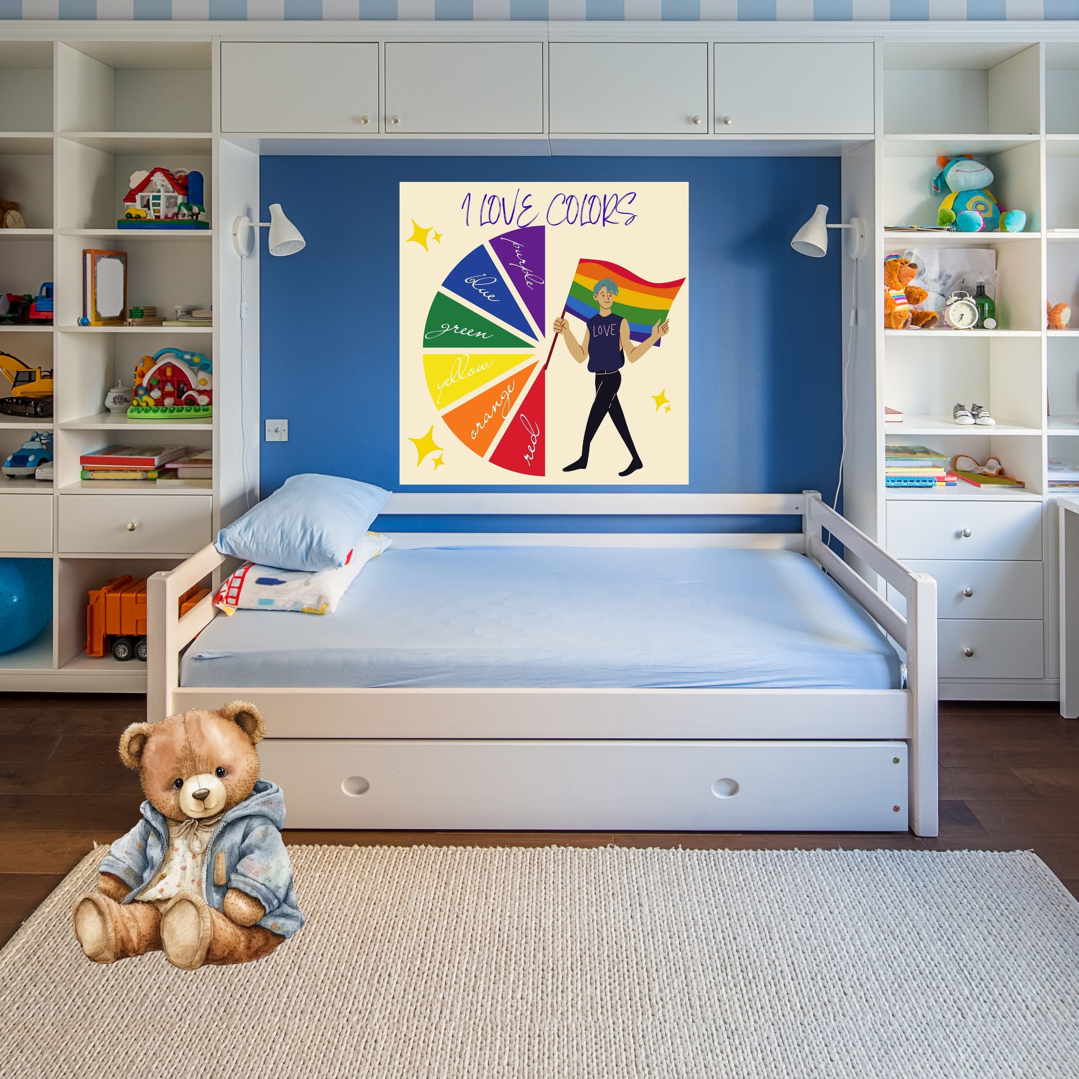 Learn Colors Wall Art for Kids | Educational Nursery Decor | Preschool Color Recognition Poster | Kids Printable Learning Art|ke3-15