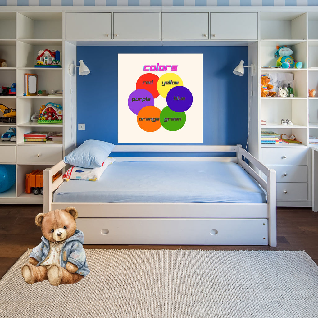 Color Vocabulary Wall Art for Kids, Printable Preschool Poster