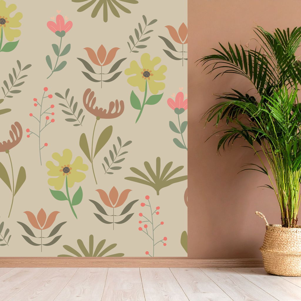 Boho Folk Floral Seamless Pattern Bundle 10 Colourways Commercial Use - Botanical Digital Paper Yellow Daisy Terracotta Tulip POD Etsy Boho Home Botanical Merchandise