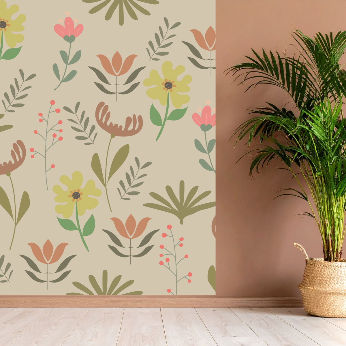 Boho Folk Floral Seamless Pattern Bundle 10 Colourways Commercial Use - Botanical Digital Paper Yellow Daisy Terracotta Tulip POD Etsy Boho Home Botanical Merchandise