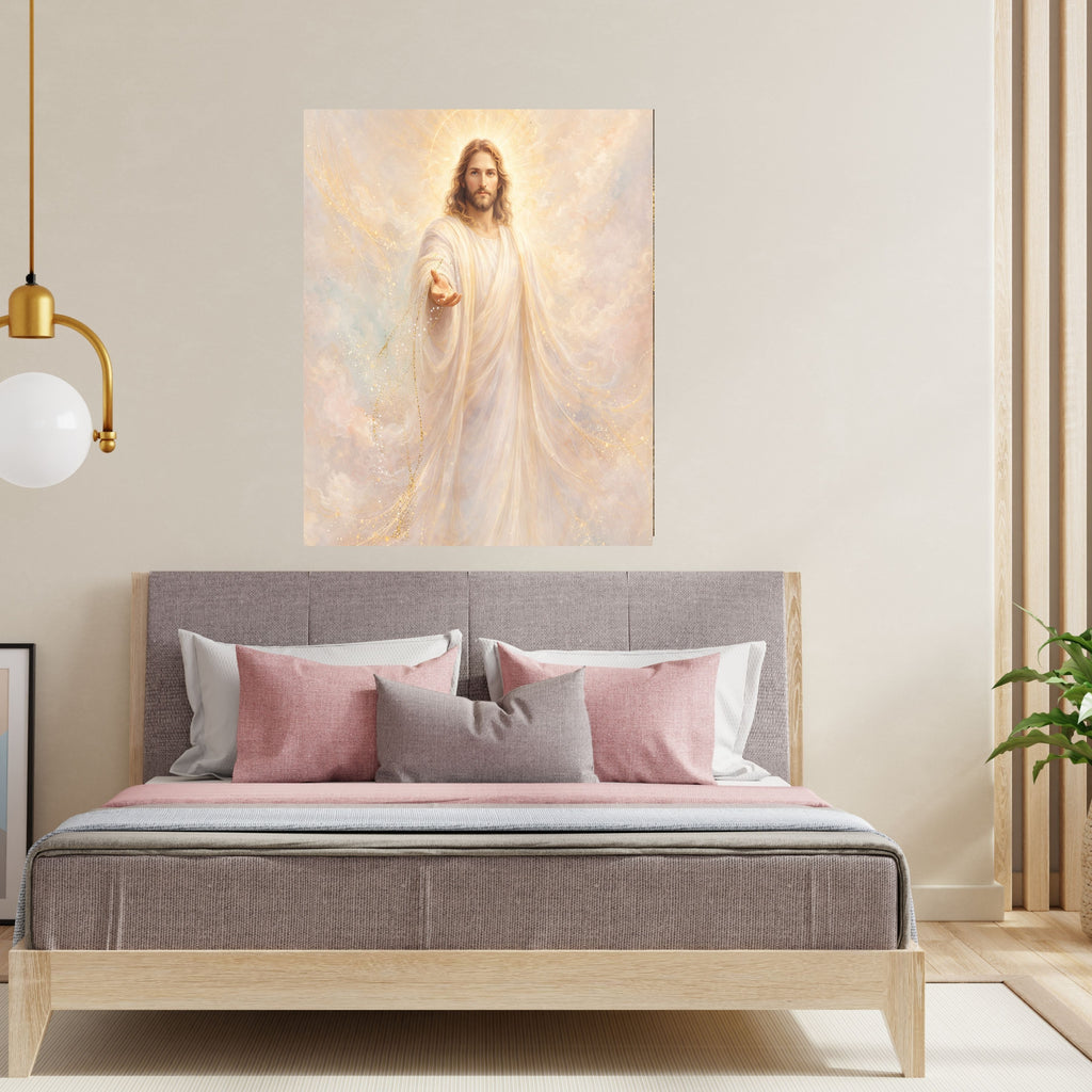 Jesus in White Robes Printable Commercial Use | Celestial Grace Golden Halo Resell License | POD Soft Pastel Heavenly Christ Etsy Seller Bundle