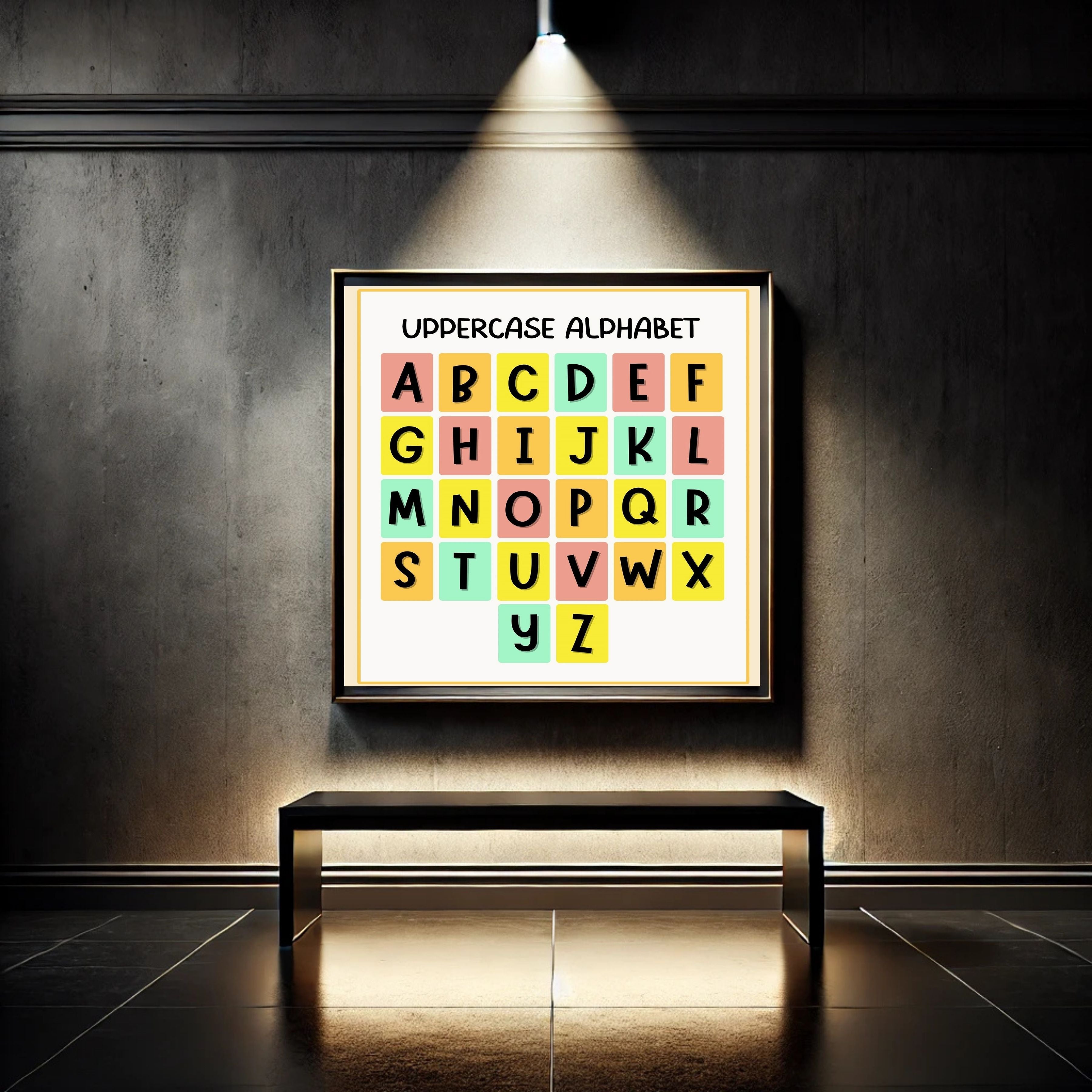 Alphabet Wall Art Printable, ABC Learning Poster, Kids Educational Decor, Nursery Wall Art, Preschool Classroom Print, Homeschool Decor, Digital Download|ke1-11