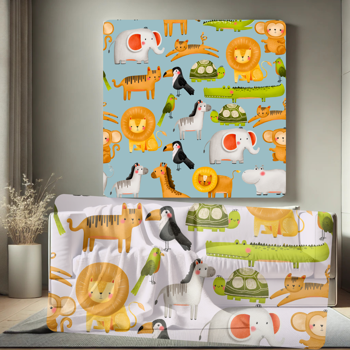 Pink Safari Jungle Animals Kids Seamless Pattern Bundle 10 Colourways Commercial Use - Digital Paper POD Etsy Kids Jungle Nursery Fabric Elephant Tiger Lion Zoo Animal Merchandise