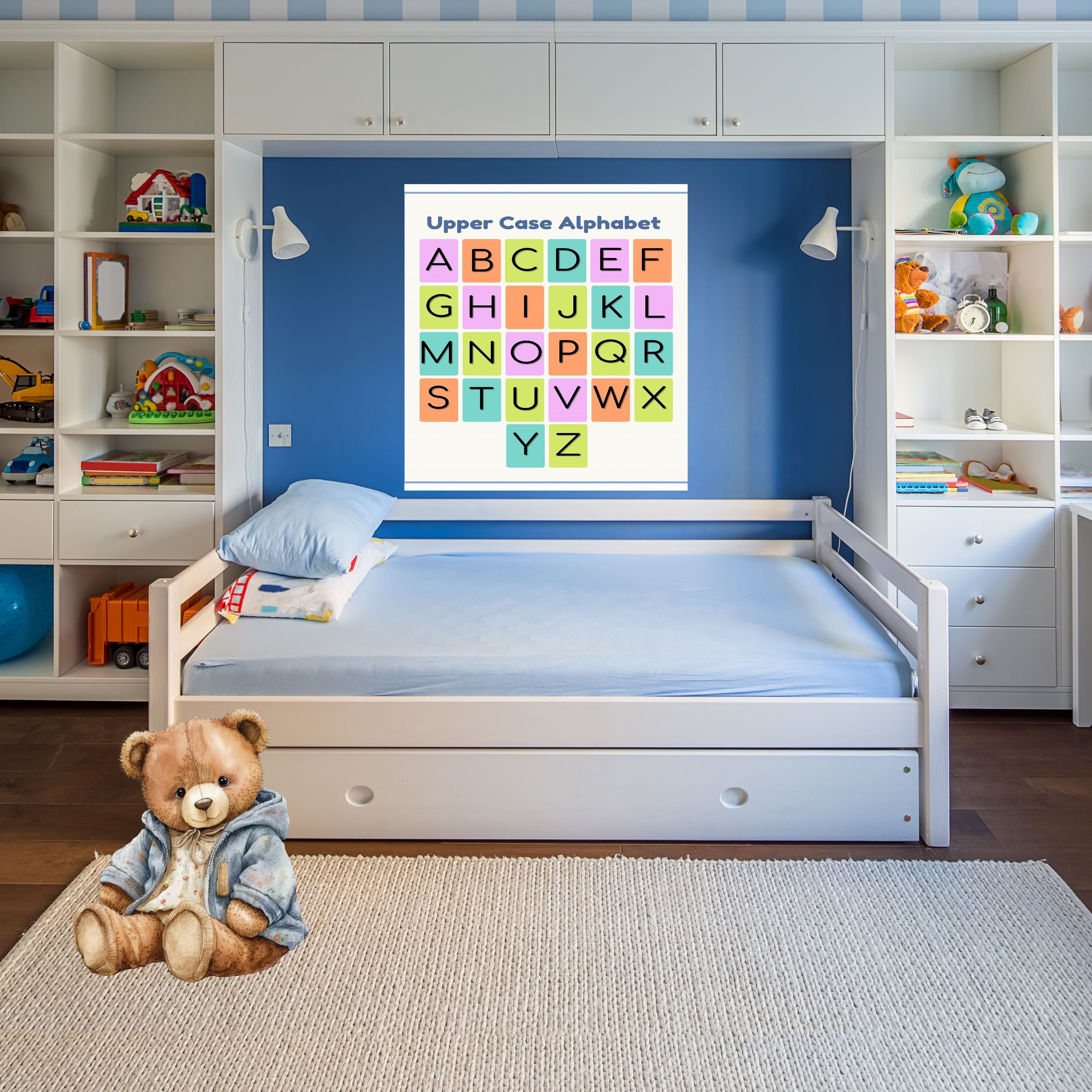 Alphabet Wall Art Printable, ABC Learning Poster, Kids Educational Decor, Nursery Wall Art, Preschool Classroom Print, Homeschool Decor, Digital Download|ke1-6