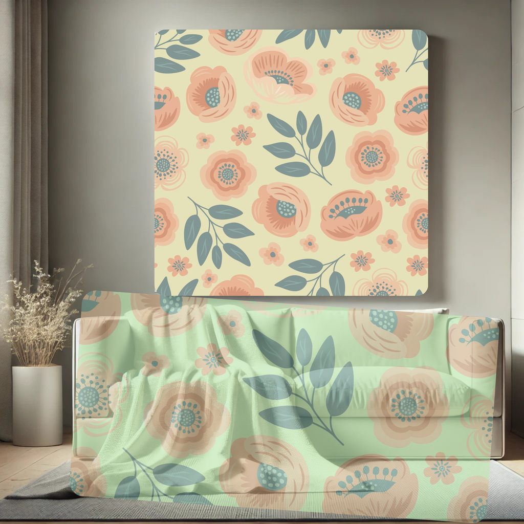 Blush Pink Poppy Anemone Folk Art Seamless Pattern Bundle 10 Colourways Commercial Use - Floral Digital Paper POD Etsy Bridal Products Luxury Home Scandi Fabric Printing