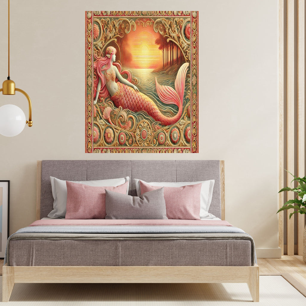 Mermaid Wall Art Printable, Mermaid Nursery Decor, Under the Sea Wall Hanging, Girls Room Decor, Ocean Theme Kids Wall Art, Mermaid Poster Printable, Instant Download|kwd4