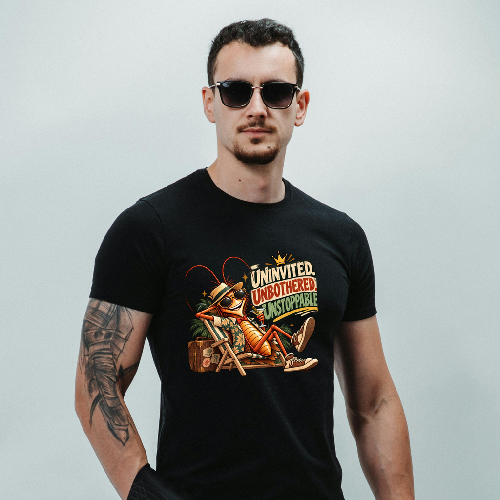 Uninvited Unbothered Unstoppable Crown Roach PNG | Tropical Deck Chair Shirt Art, 6 Sizes, Personal Use