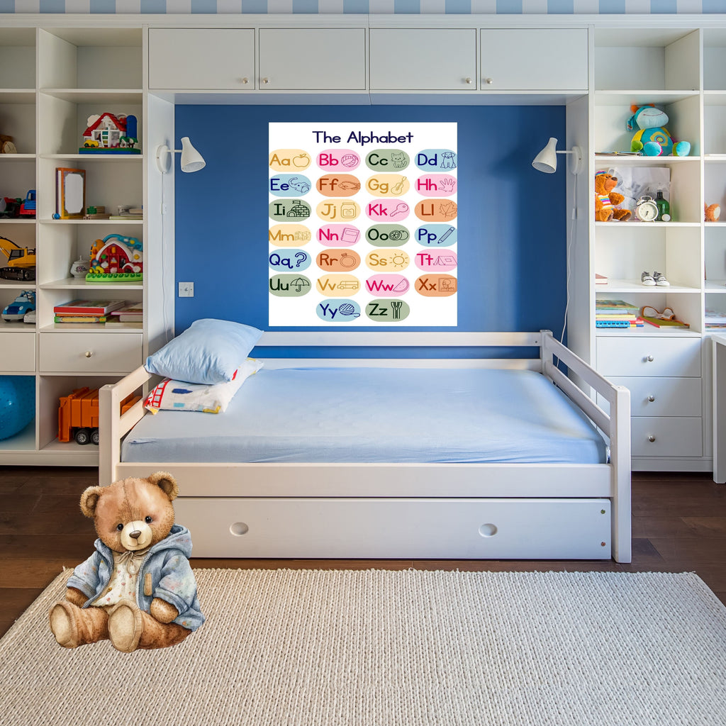 Alphabet Wall Art Printable, ABC Learning Poster, Kids Educational Decor, Nursery Wall Art, Preschool Classroom Print, Homeschool Decor, Digital Download|ke1-8