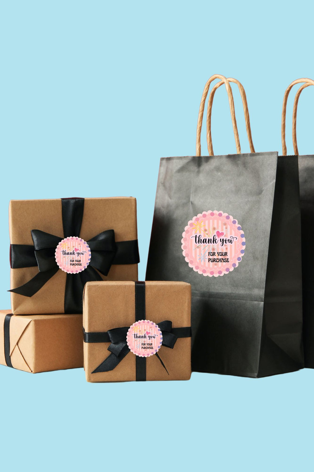 Commercial use Printable Round Sticker Bundle | Thank You Stickers for Small Business | PNG + PDF Files | 1”, 1.5”, 2”, 2.5”, 3” Labels |Thank You Sticker Bundle|st4c