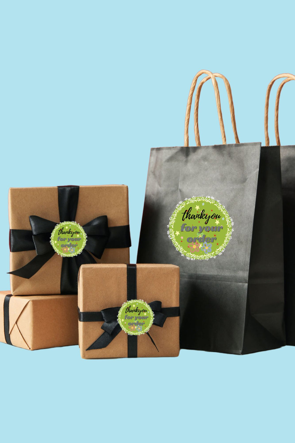 Commercial use Printable Round Sticker Bundle | Thank You Stickers for Small Business | PNG + PDF Files | 1”, 1.5”, 2”, 2.5”, 3” Labels |Thank You Sticker Bundle|st3c