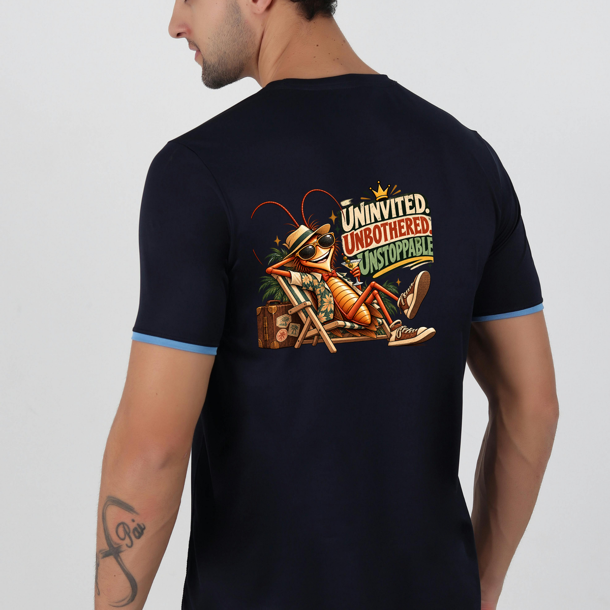 Uninvited Unbothered Unstoppable Crown Roach PNG | Tropical Deck Chair Shirt Art, 6 Sizes, Personal Use