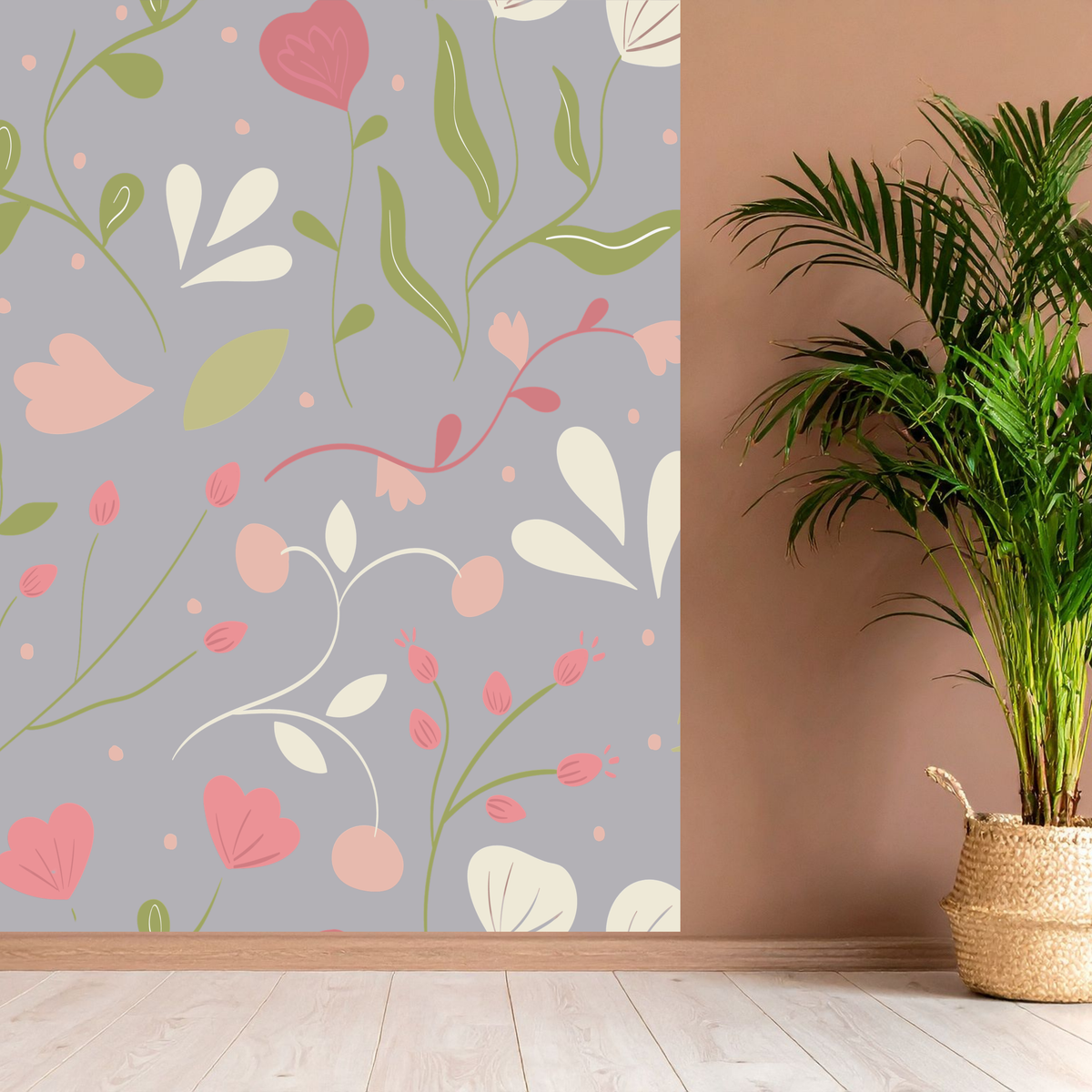Sky Blue Botanical Garden Seamless Pattern Bundle 10 Colourways - Floral Digital Paper Raspberry Tulips Blush Petals Olive Leaves Pink Rosebuds Girls Room Nursery Personal Use