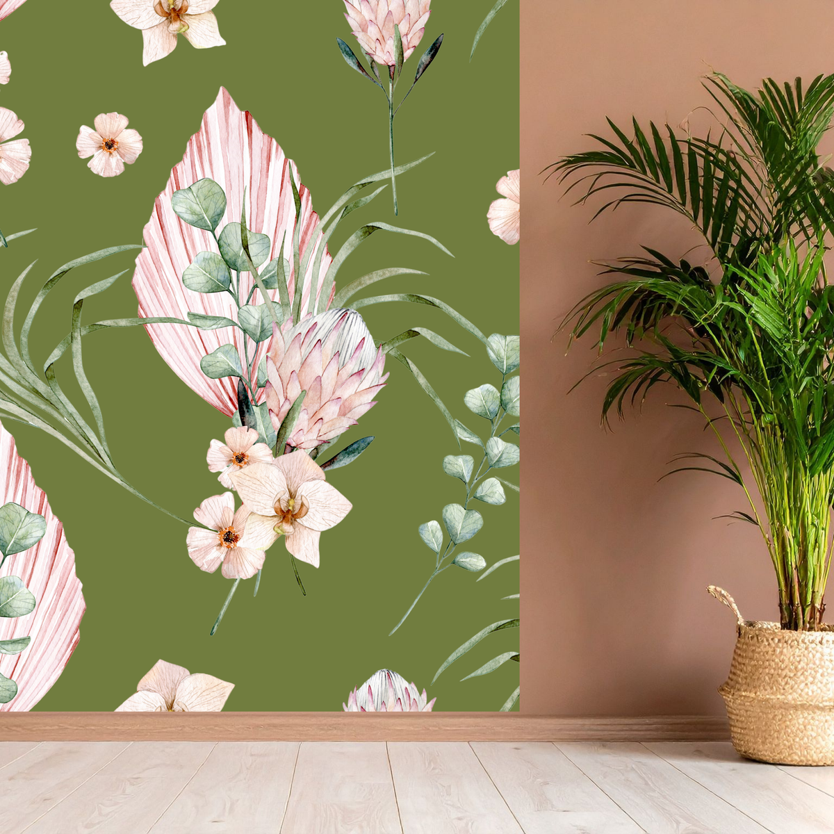Grey Boho Protea Pampas Eucalyptus Tropical Floral Seamless Pattern Bundle 10 Colourways - Watercolour Digital Paper Blush Protea Orchid Wild Blooms Boho Wedding Bridal Personal Use
