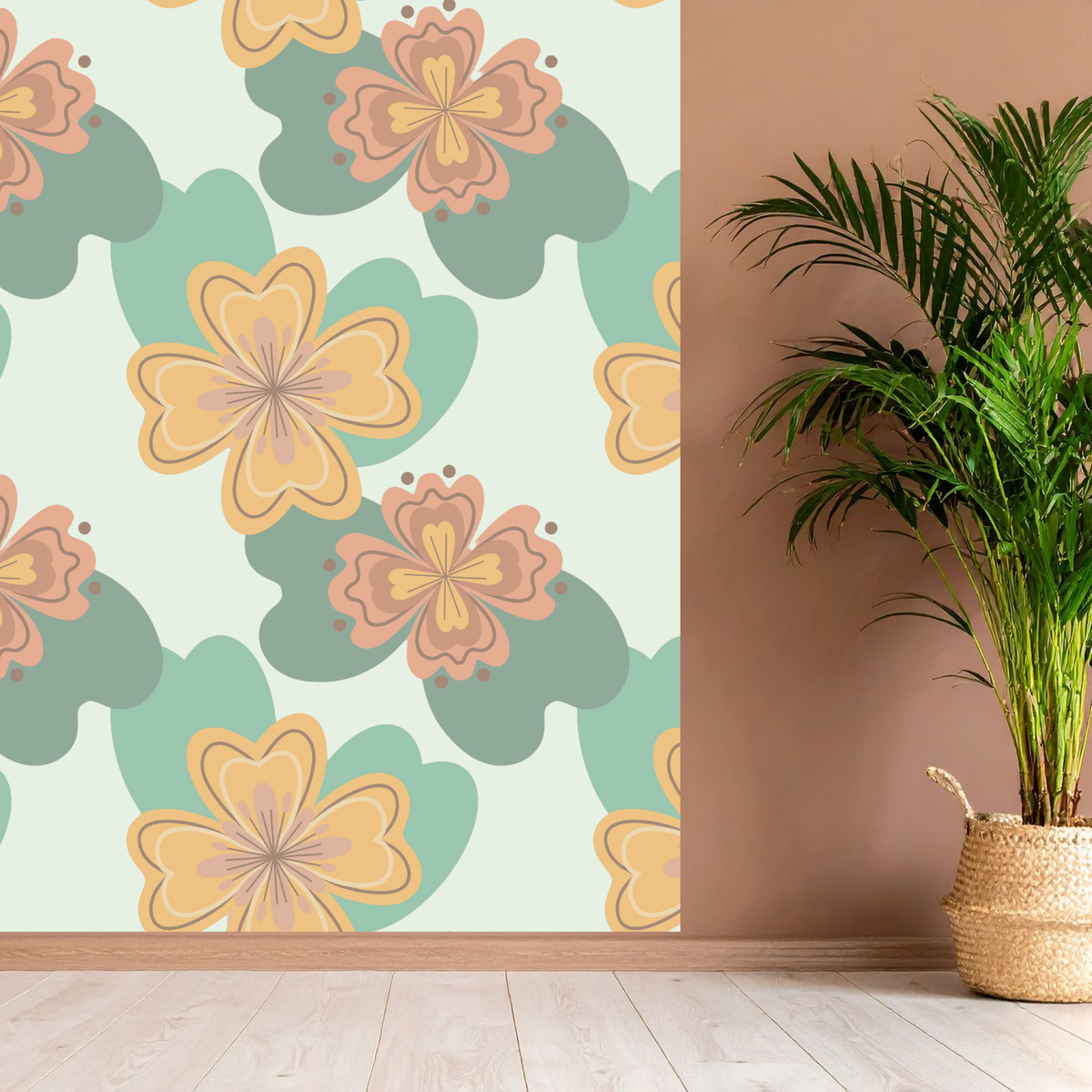 Retro Groovy Hibiscus Seamless Pattern Bundle 10 Colourways - 70s Floral Digital Paper Sunshine Yellow Hibiscus Terracotta Peach Retro Home Decor Boho Wall Art Personal Use